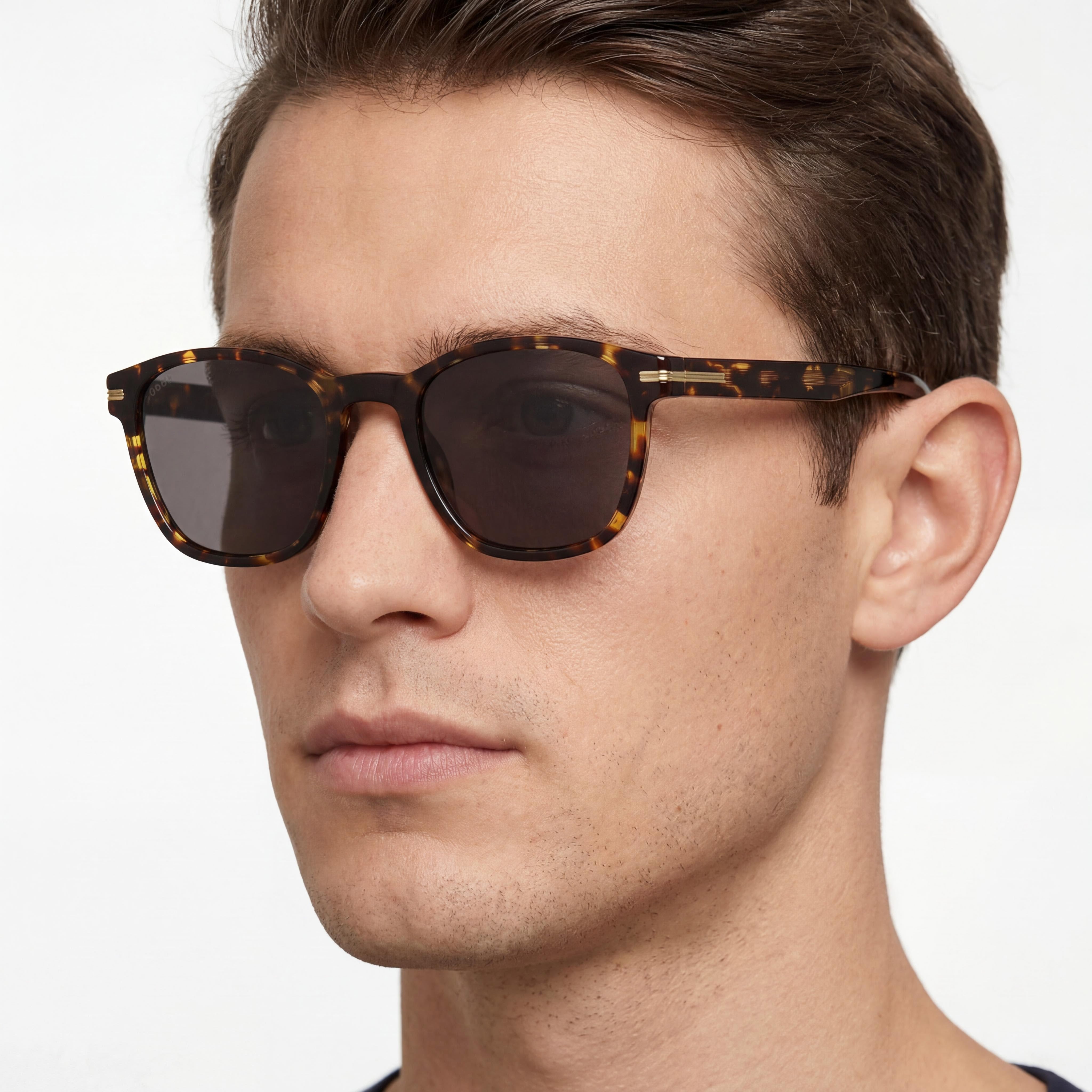 Hugo Boss Classic Men's Acetate Havana Grey Non-Polarized UV Protected Grey Lens Sunglasses 52-20-145, Photo 4