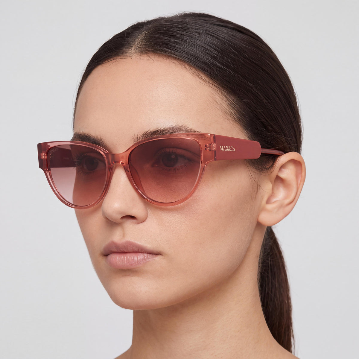 Max & Co. Modern Women's Sunglasses featuring Shiny Red INJECTED Frame and Grey Polycarbonate Lenses, 54mm, Photo 3