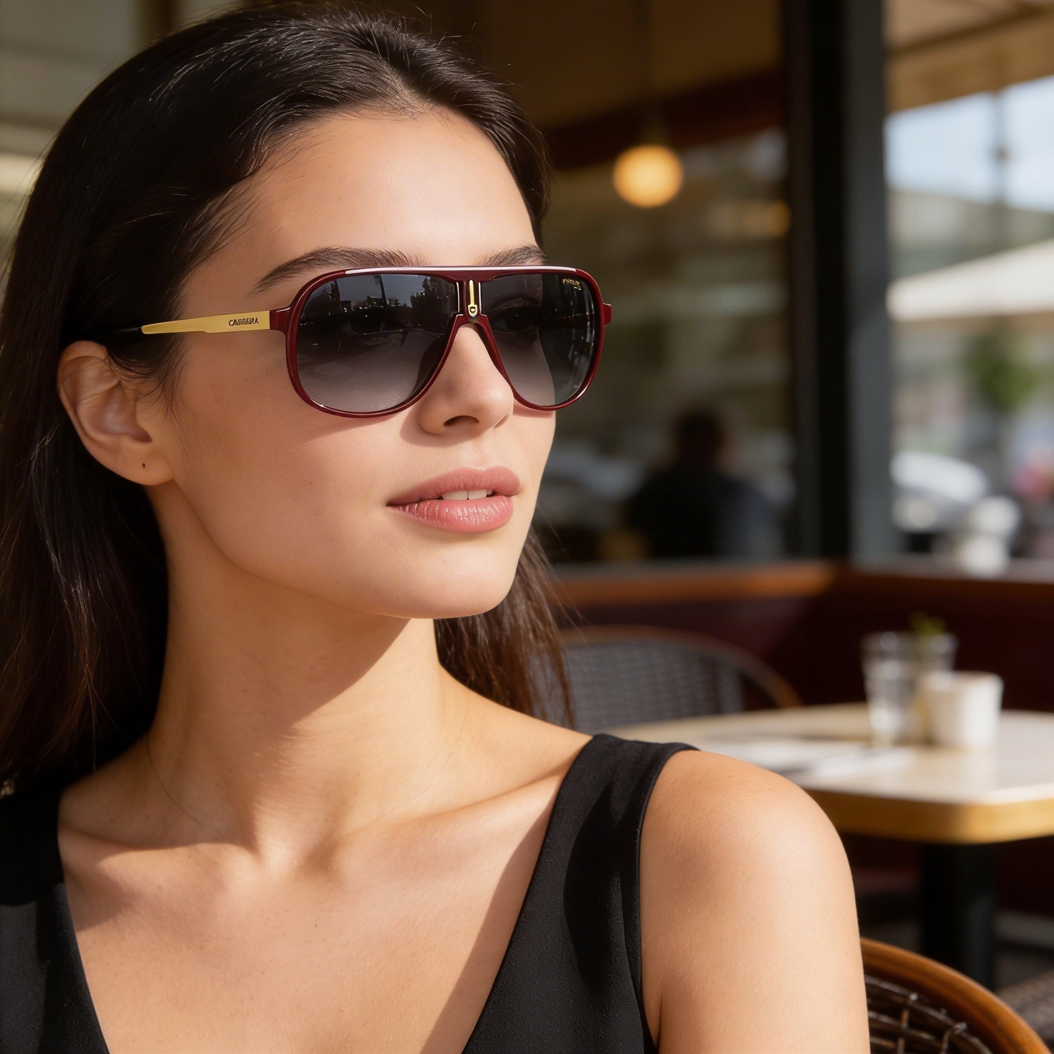 Carrera Wayfarers Unisex Gold, Red Plastic 62mm Sunglasses with Gradient Grey UV Protection Anti-Reflective Lenses, Photo 6