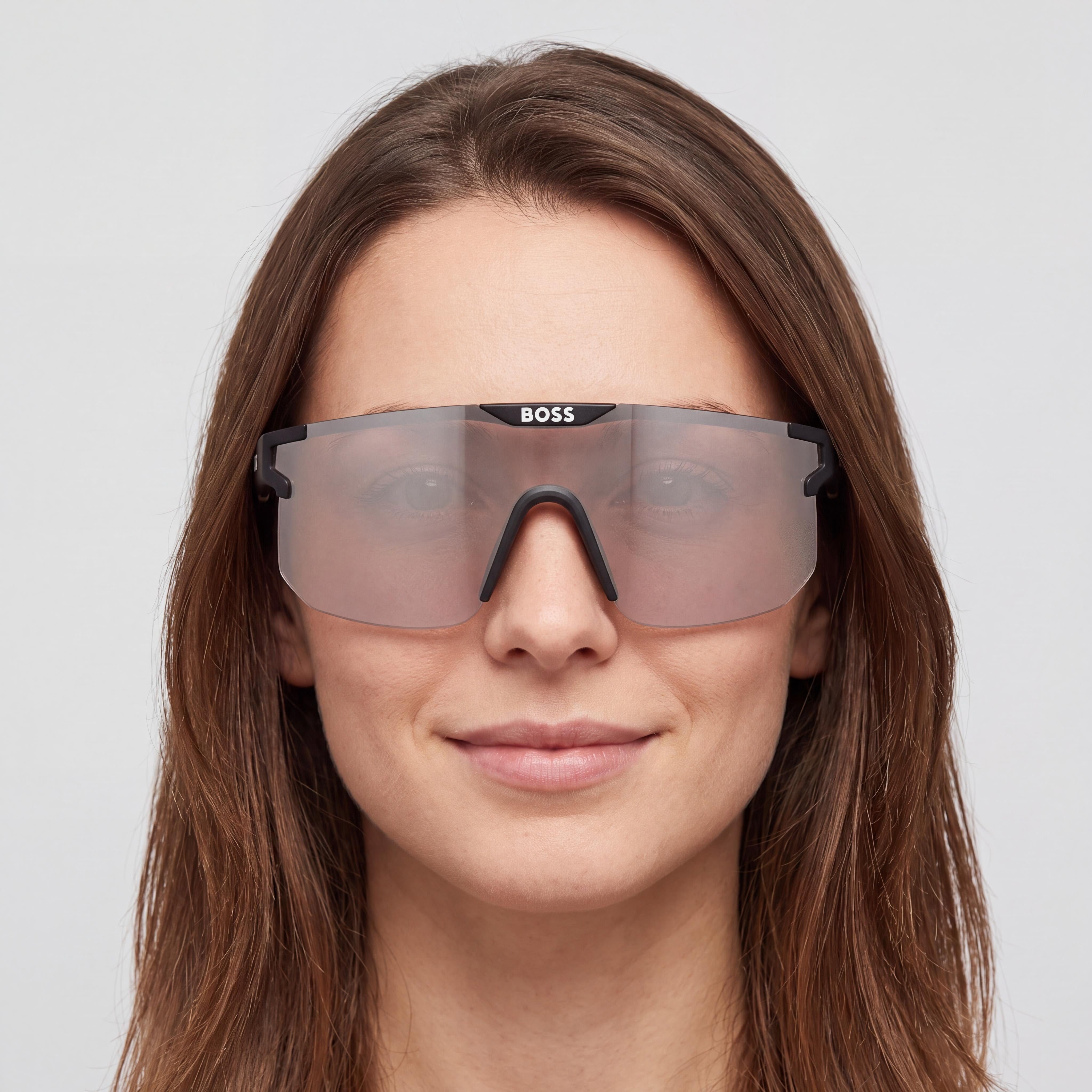 Hugo Boss Boss 1500/S Women's Matte Black Beige Silver ECO POLYAMIDE Silver Mirror High Contrast Sunglasses 99-01-125, Photo 4