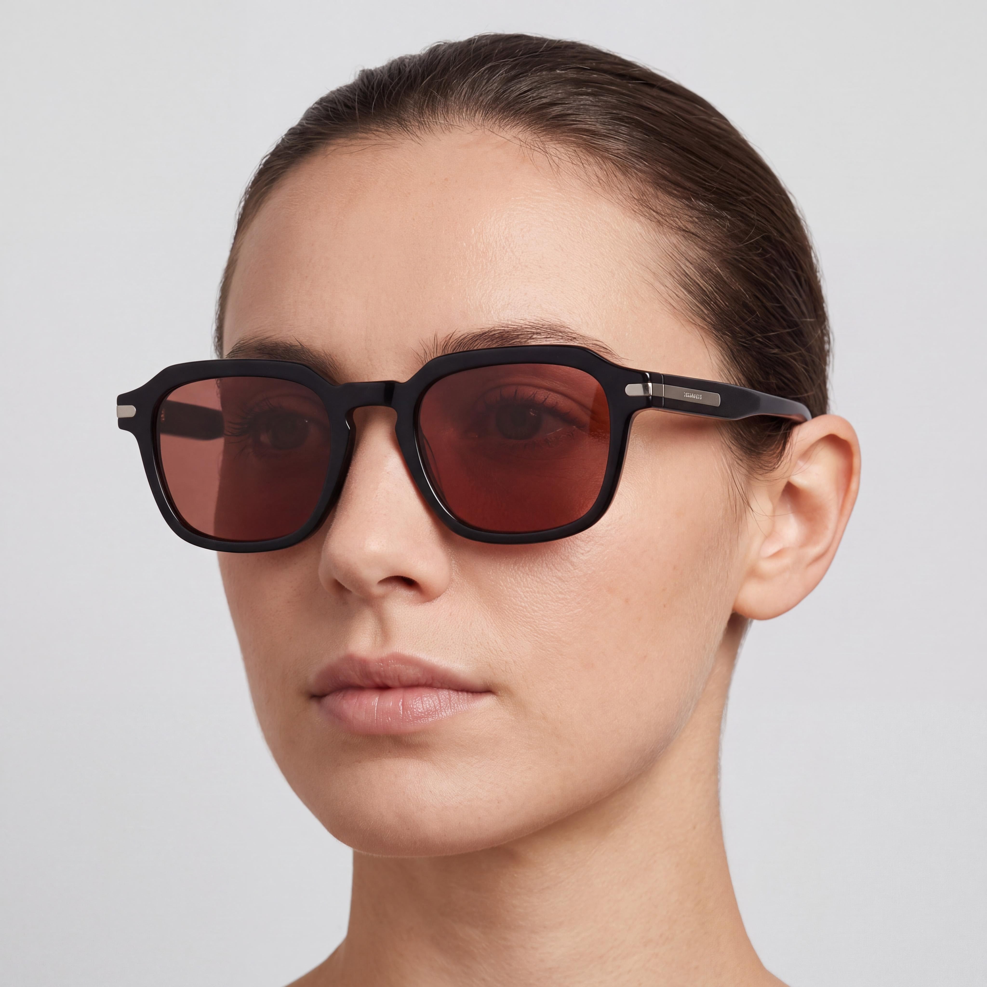 Salvatore Ferragamo Modern Women's Sunglasses, featuring a Black Acetate Frame and Black Lenses, 52mm, Photo 4