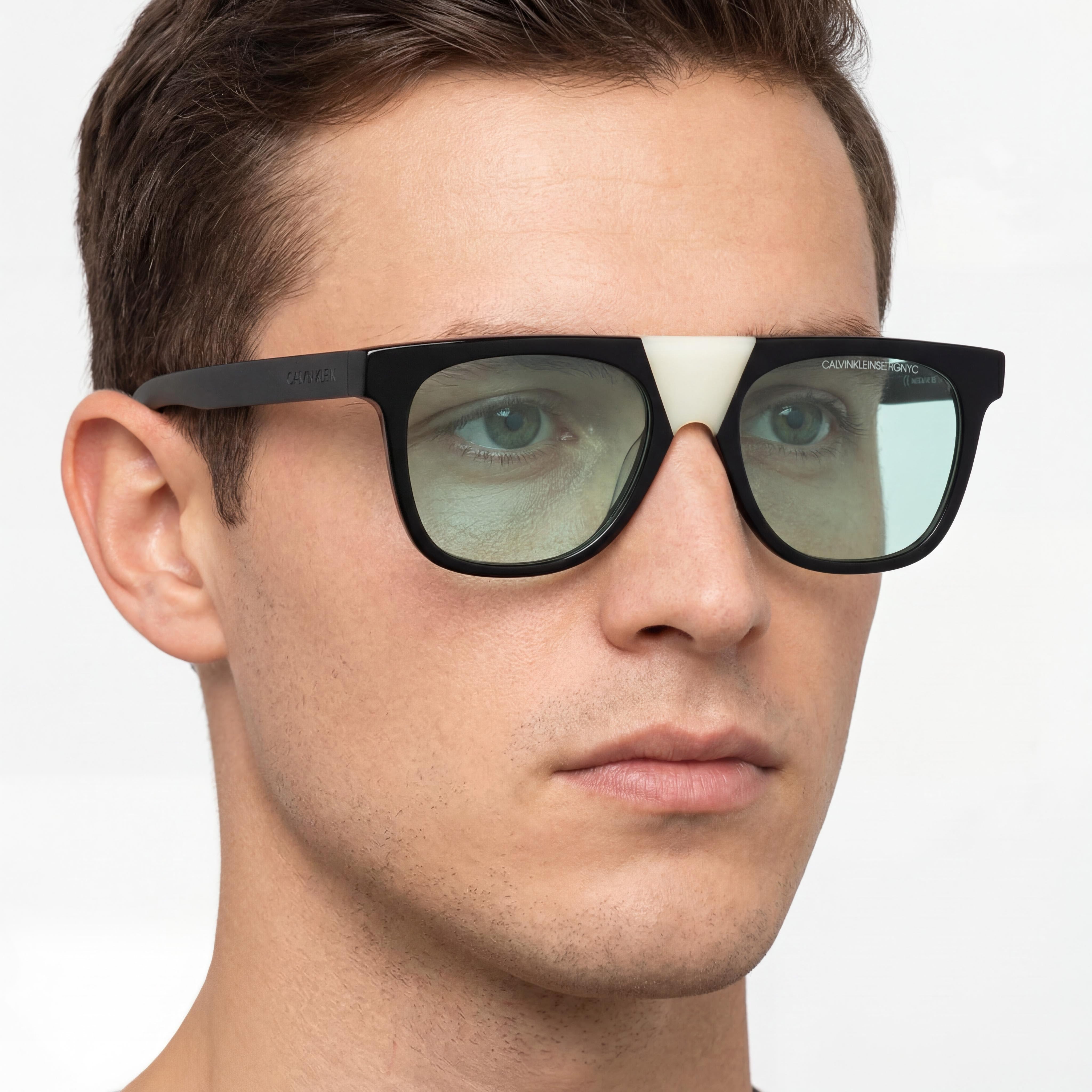 Calvin Klein CKNYC1852S Unisex Square Acetate Black Frame Blue Lens Sunglasses 53mm Lens Width, Photo 4
