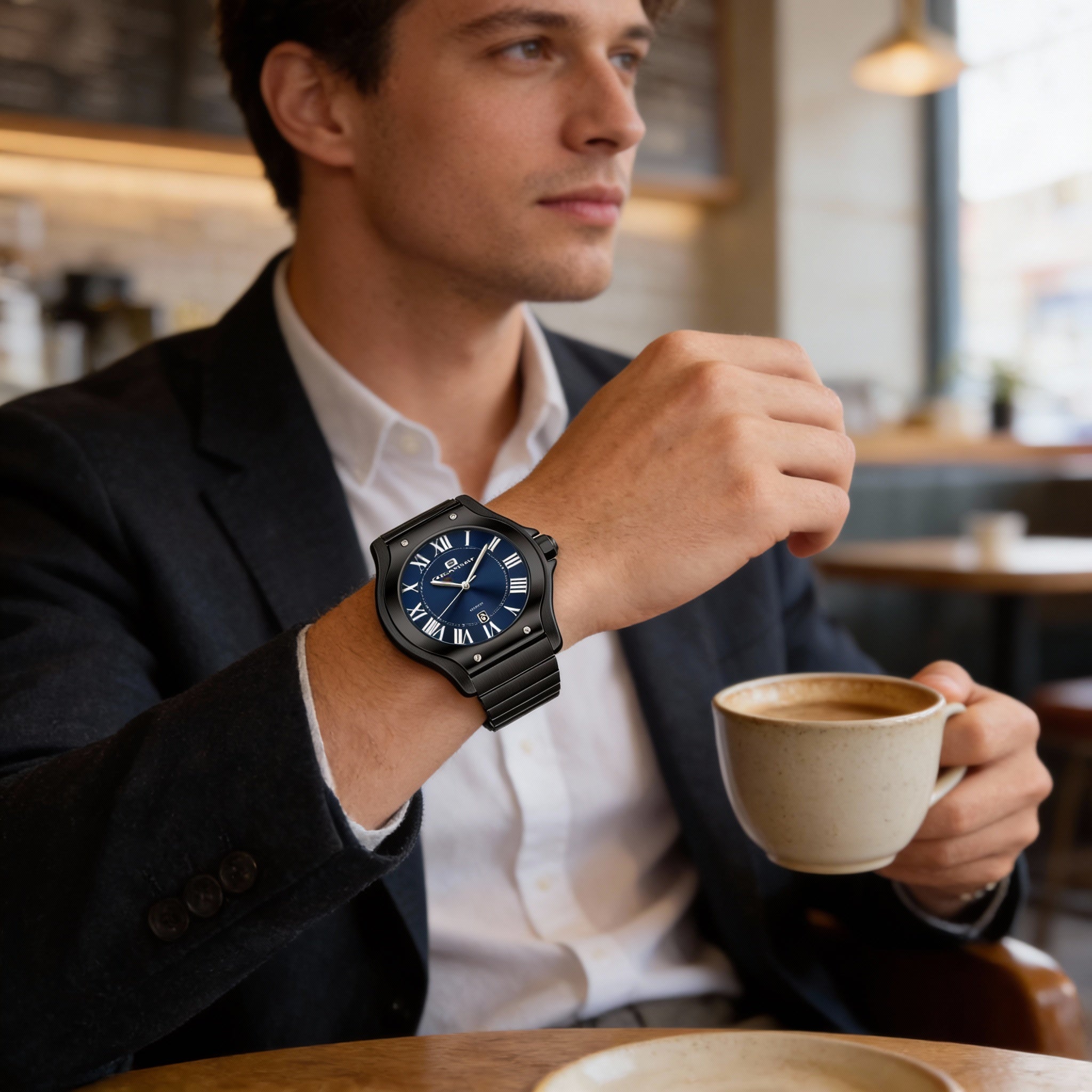 Reloj Oceanaut para hombre con movimiento de cuarzo, esfera azul, acero inoxidable, resistente al agua y a los arañazos., Photo 6