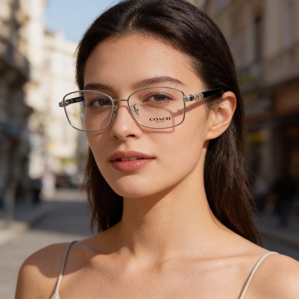 Coach 0hc5083b Unisex Silver/Black Metal Rectangle Eyeglasses 51-14-135mm