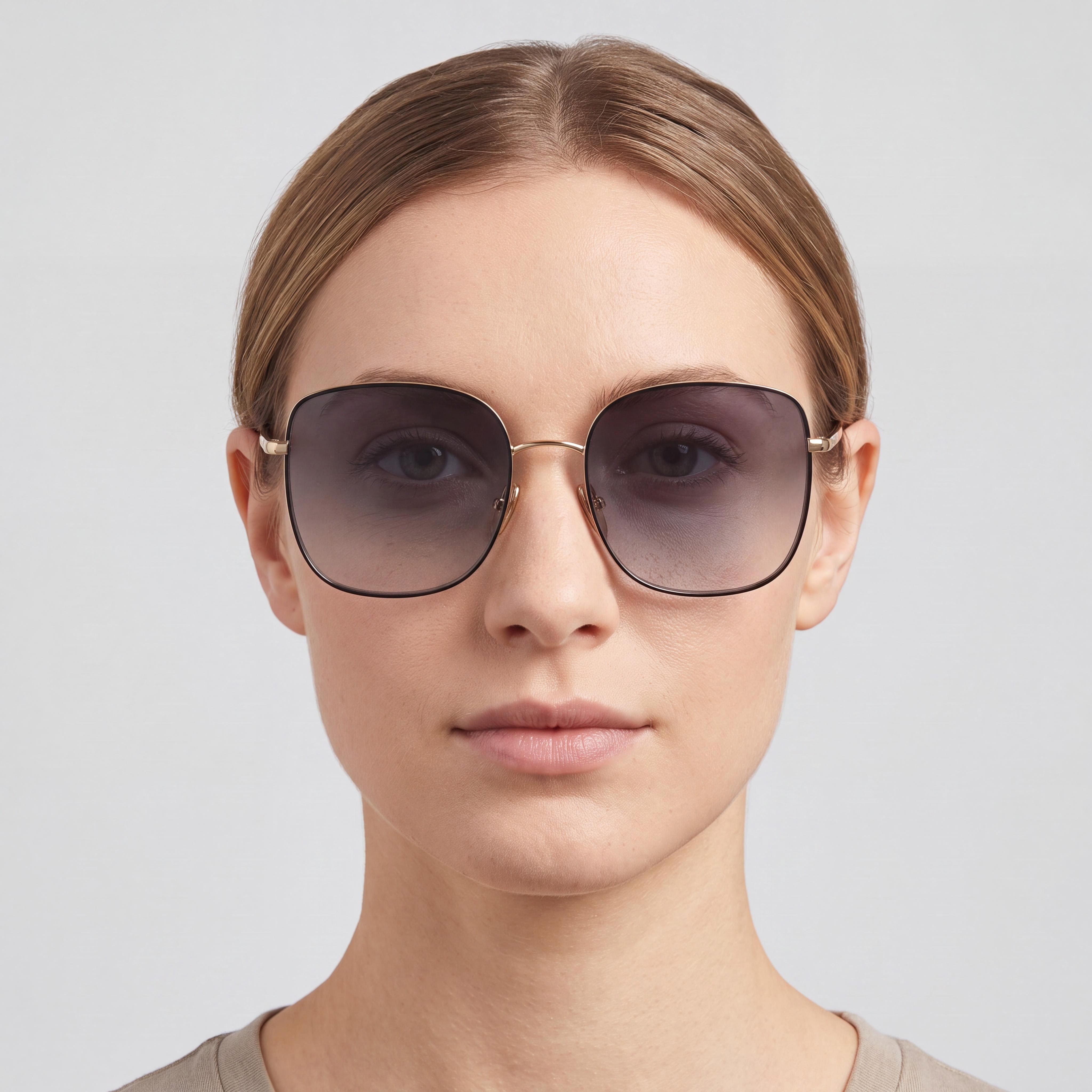 Isabel Marant Classic Women's Full Rim Square Stainless Steel Black Gold Polycarbonate Non-Polarized Sunglasses 58mm, Photo 5