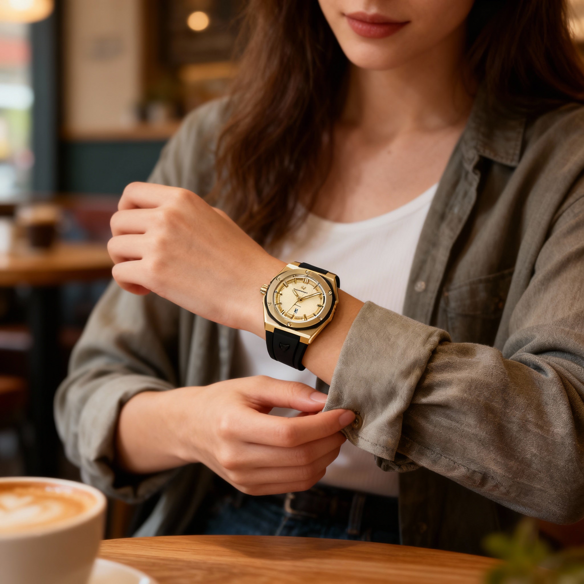 TechnoMarine CORAL - Legacy TM-416055 Women's Quartz Gold Stainless Steel Silicone Strap 36mm Watch, Photo 4