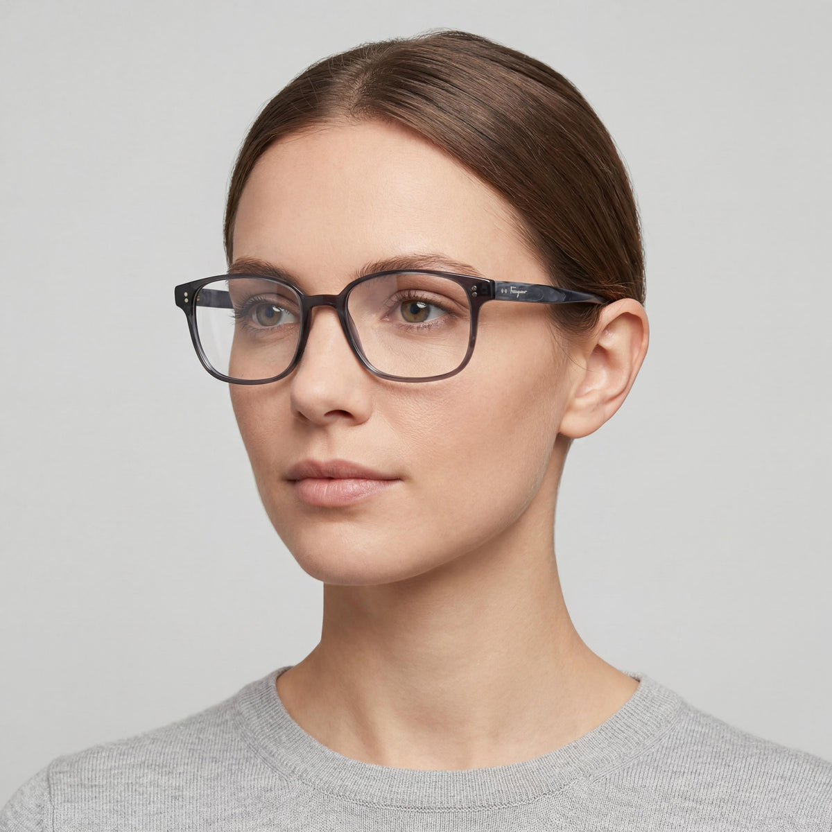 Salvatore Ferragamo SF2915 Women's Transparent Grey Acetate Full-Rim Square Eyeglasses 54mm, Photo 4