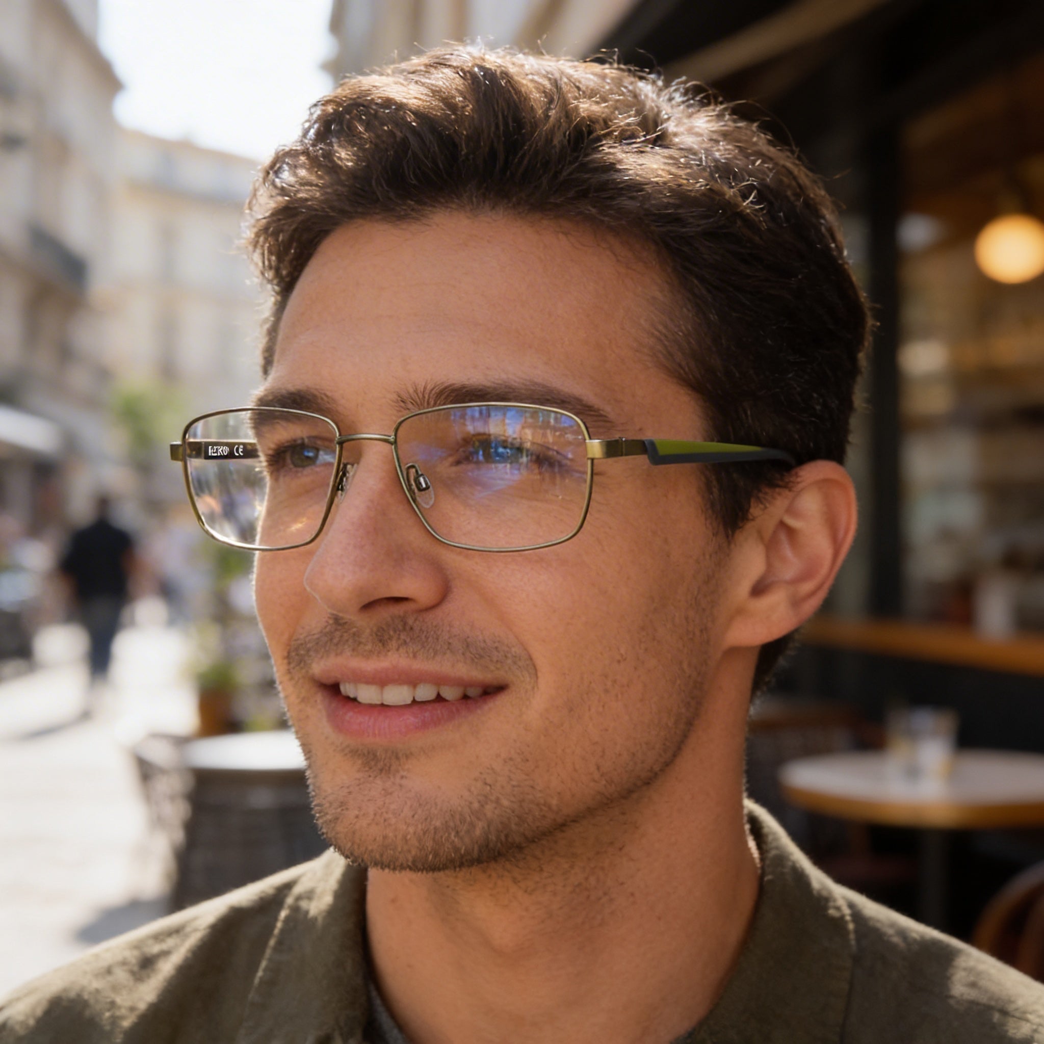 Flexon Classic Men's Eyewear featuring Satin Moss Acetate Frame and Multicolor Polycarbonate Lenses, 57mm, Photo 4