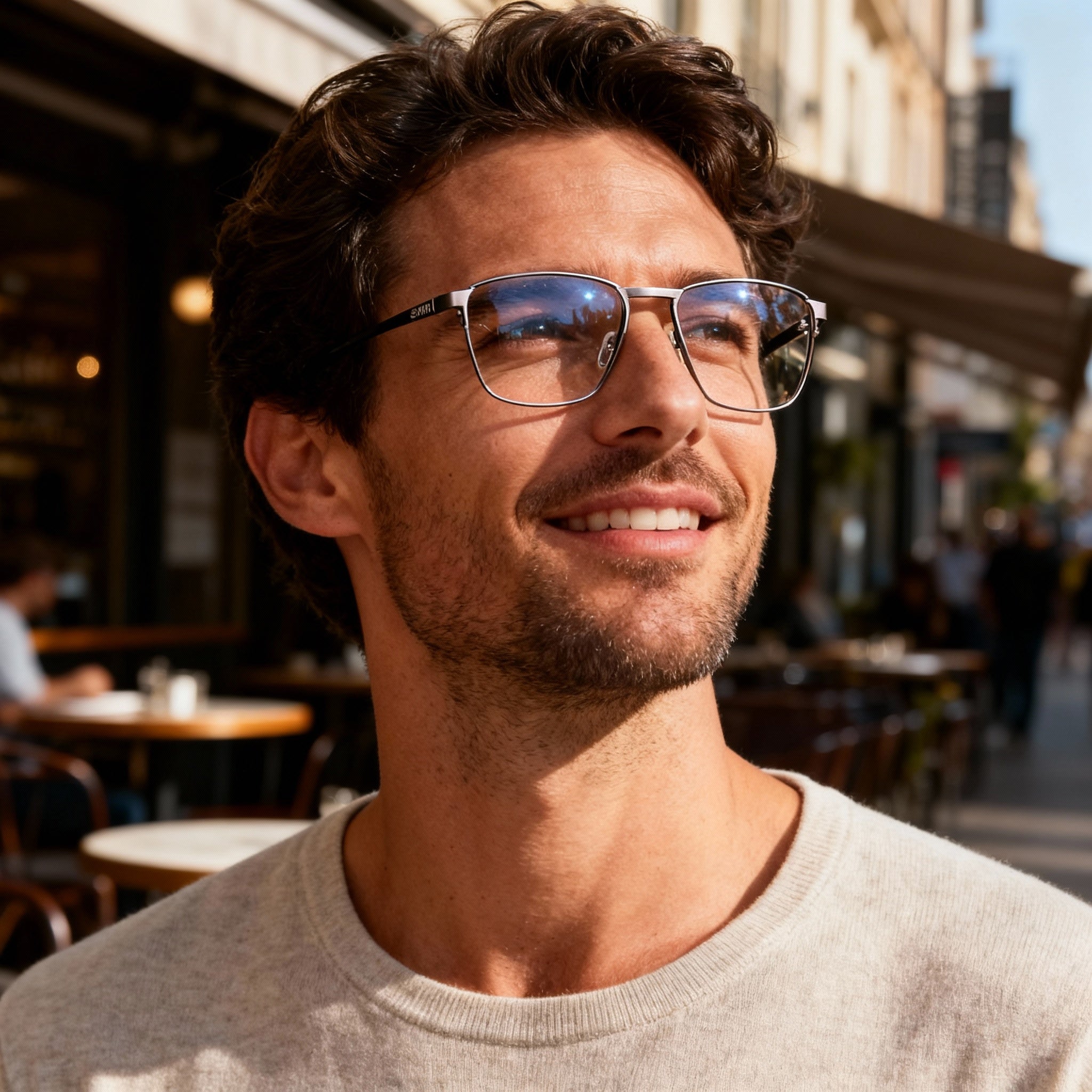 SMITH RALSTON V81 Men's Square Full Rim Metal Eyeglasses Dark Ruthenium Black Clear Lens 56mm, Photo 5