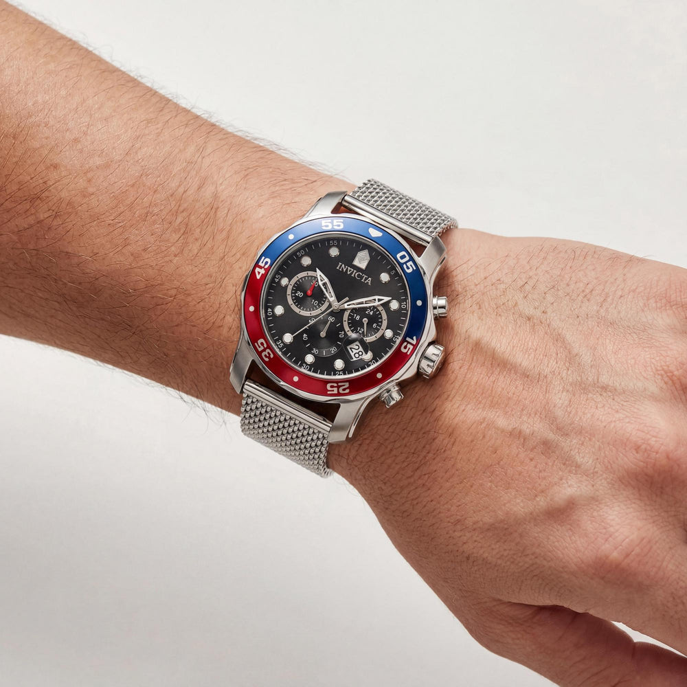 Reloj Invicta Pro Diver 47630 para hombre, cronógrafo de acero inoxidable con bisel azul, rojo y negro, 48 mm