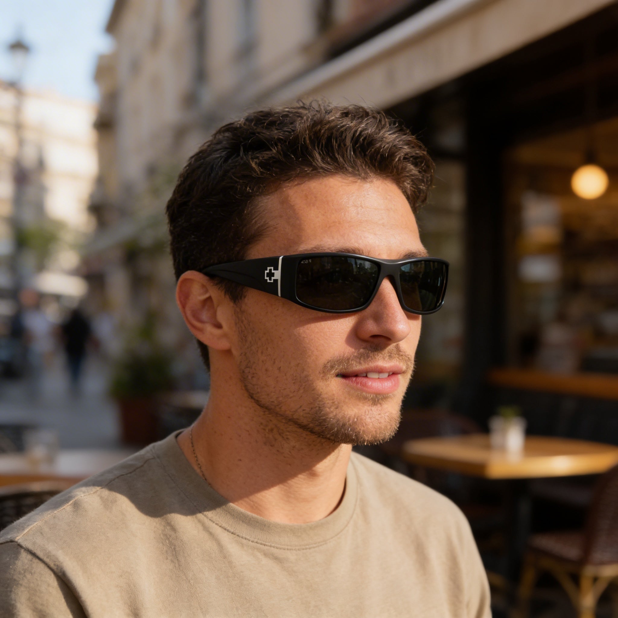 Gafas de sol Spy G850 (Arkema) Grilamid para hombre, no polarizadas, con protección UV, color negro mate, lentes grises verdes Happy de 60 mm, Photo 4