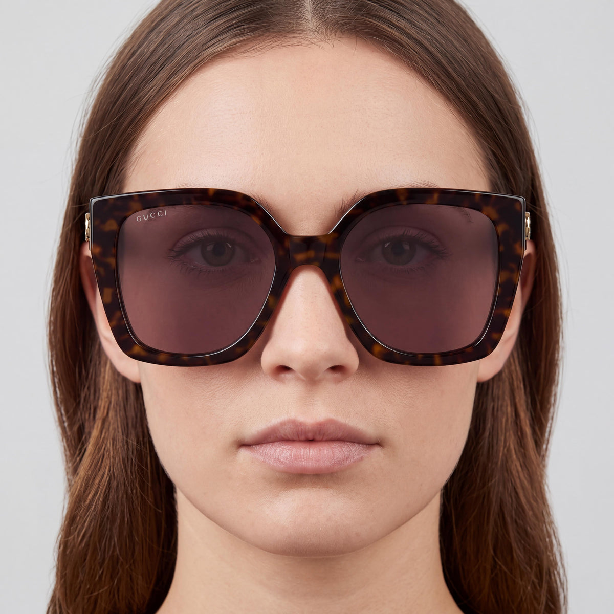 Gucci GG1300S 002 Women's Square Sunglasses, Recycled Acetate Havana Frame, Brown UV Protection Lenses, 55mm, Photo 4