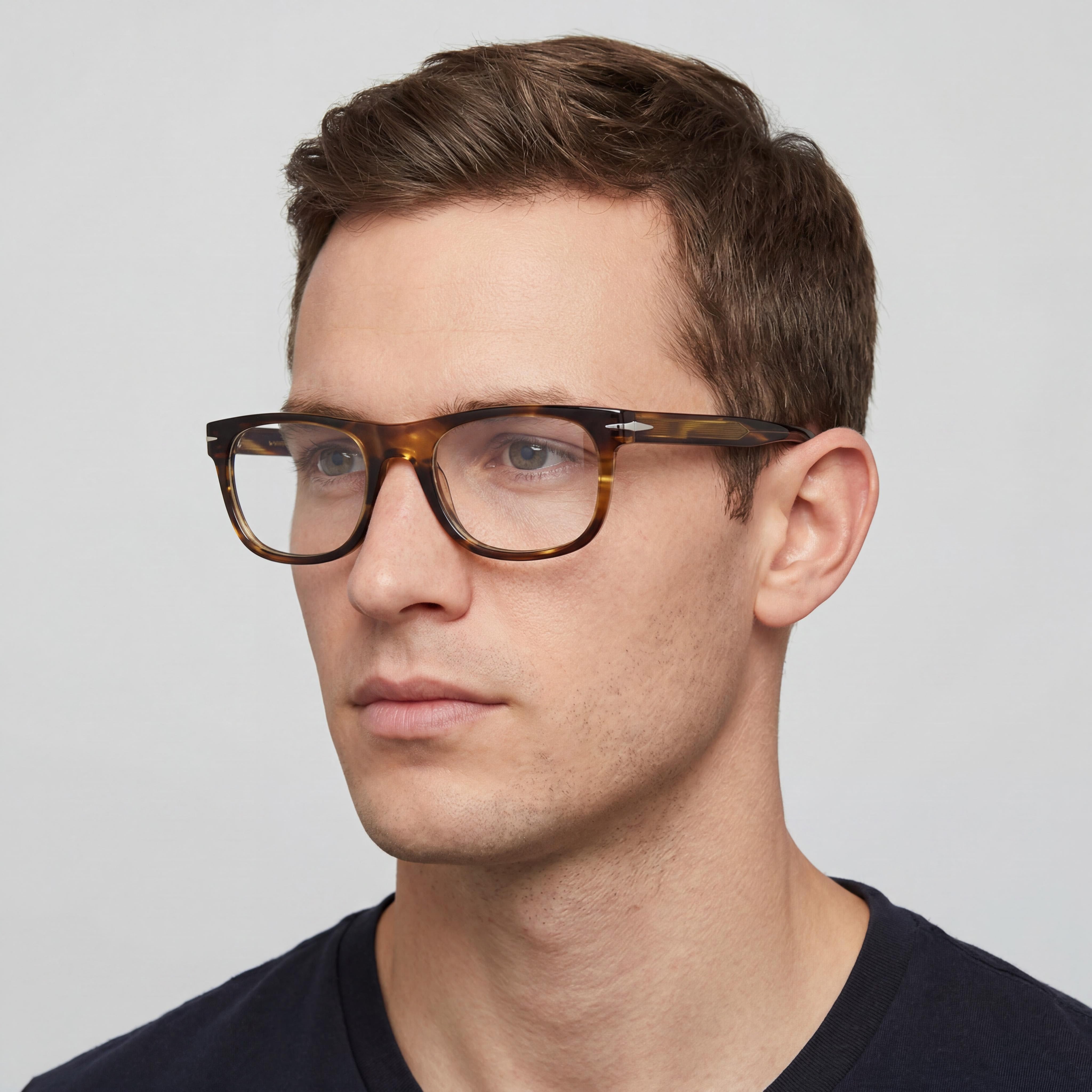 David Beckham Db 7085 Men's Striped Olive Acetate Eyeglasses with Clear Demo Lenses, Prescription Ready 52mm, Photo 5