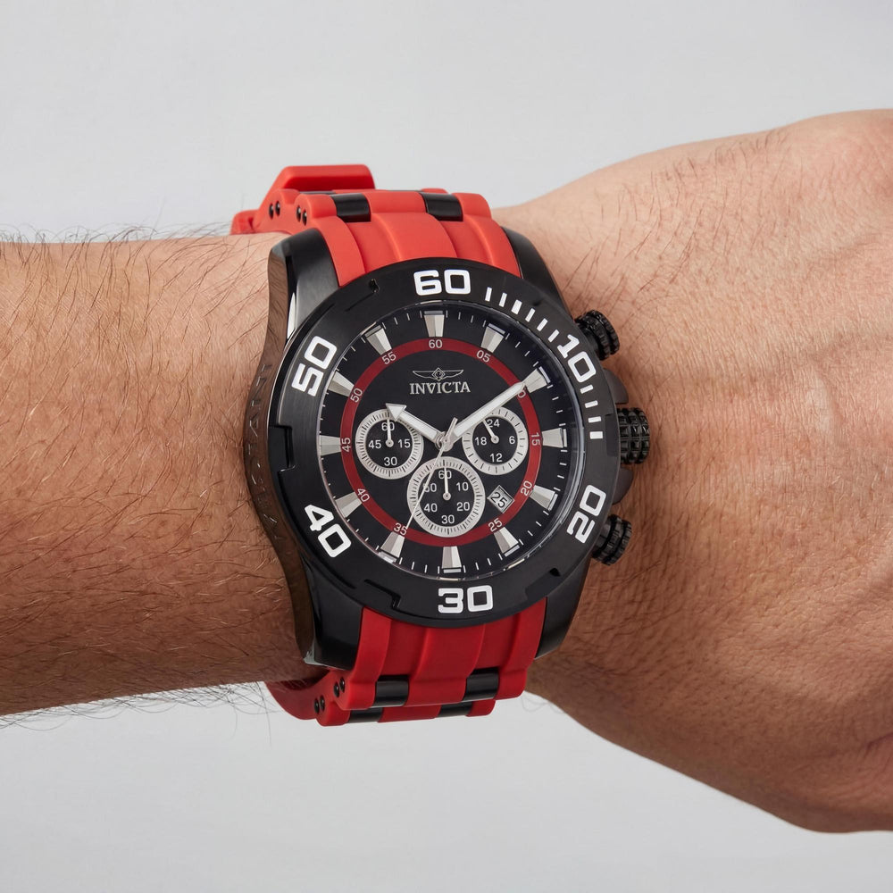 Reloj cronógrafo de cuarzo unisex Invicta Pro Diver SCUBA 44546 con caja de acero inoxidable negro y correa de silicona, 50 mm