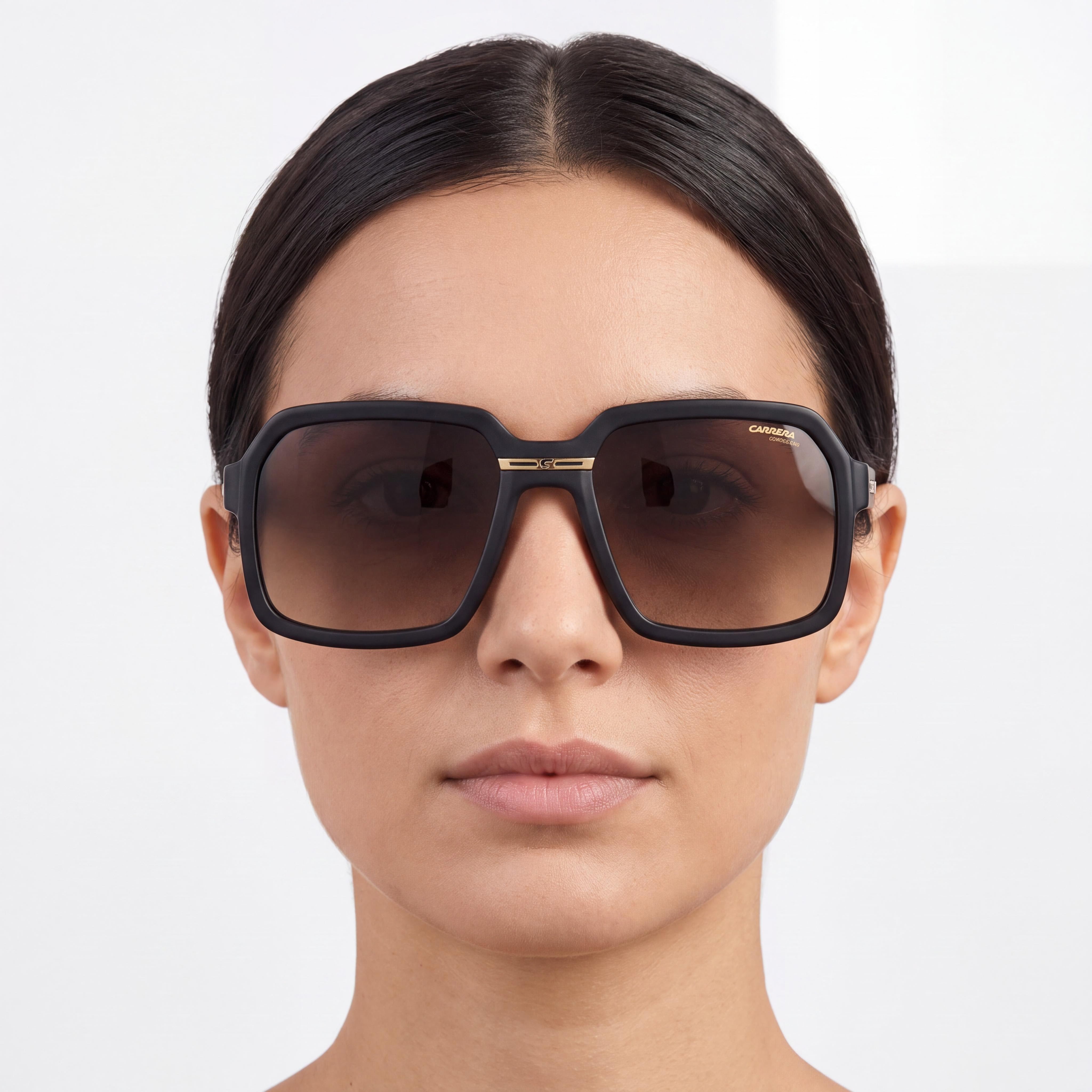 Gafas de sol cuadradas Carrera Victory C 08/S para mujer, negro mate, lentes verde marrón, antirreflejo, no polarizadas, 100 % protección UV, 56 mm, Photo 4