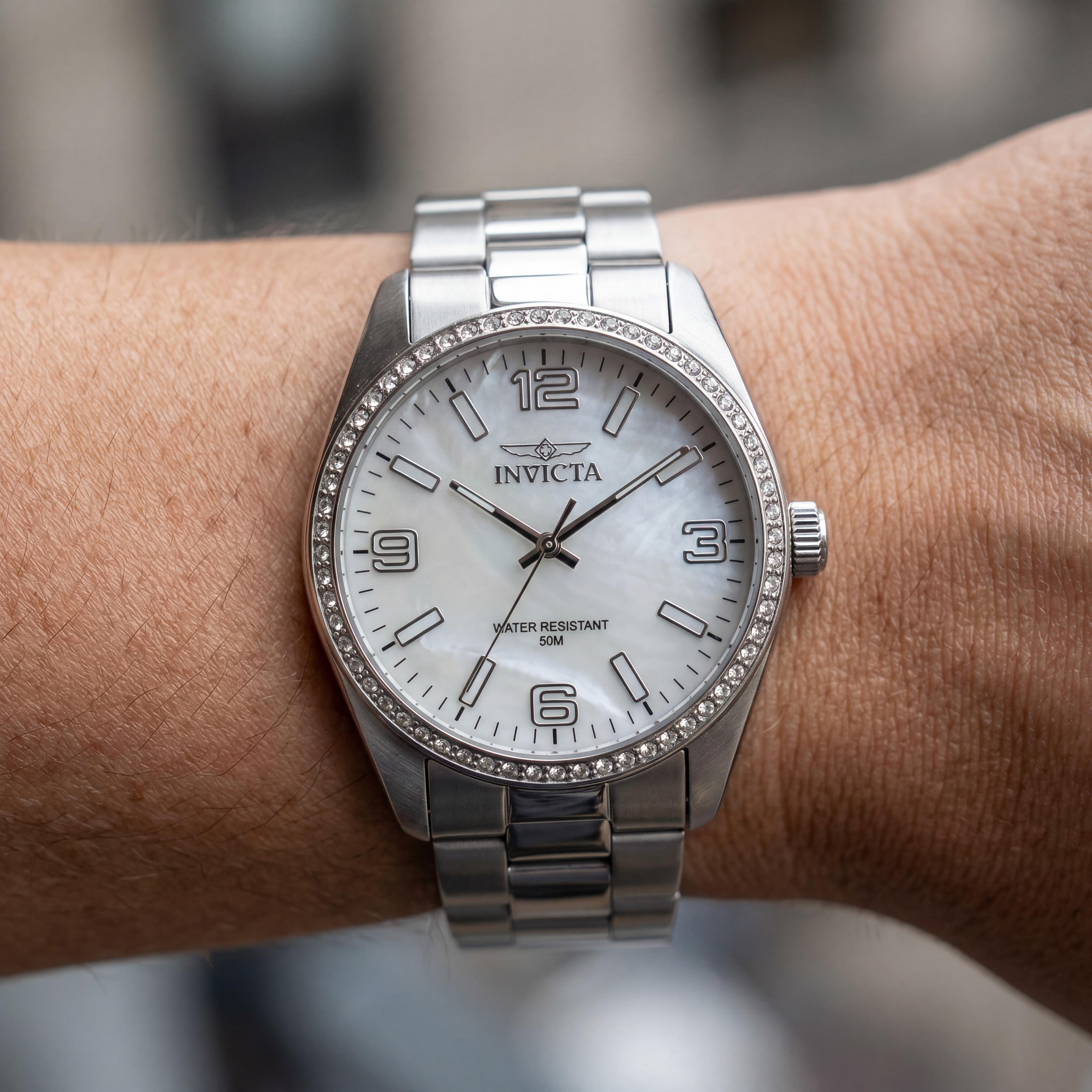 Invicta Specialty 50133 Unisex Silver Stainless Steel Bracelet Quartz Watch, Mother Of Pearl Dial, 38mm, Photo 4