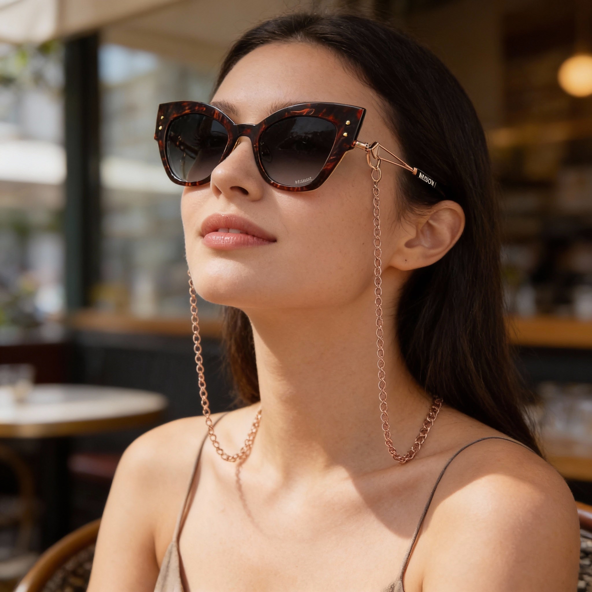 Gafas de sol casuales M Missoni para mujer, con montura de acero inoxidable en cobre dorado y protección UV, lentes de 53 mm, Photo 4