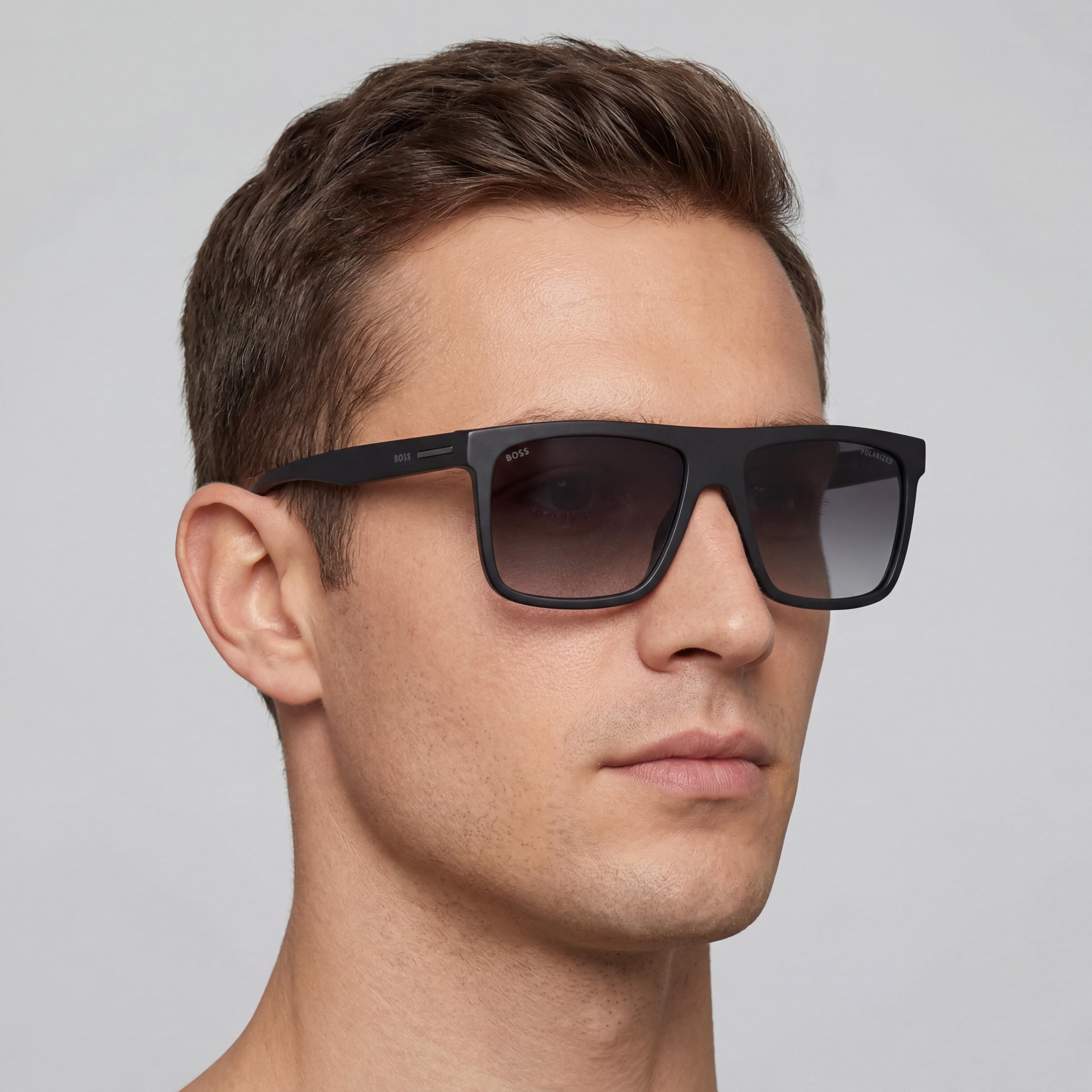 Hugo Boss BOSS 1440/S Gafas de sol clásicas para hombre, de plástico negro mate con lentes grises degradadas no polarizadas y protección UV 100%, 59 mm, Photo 5