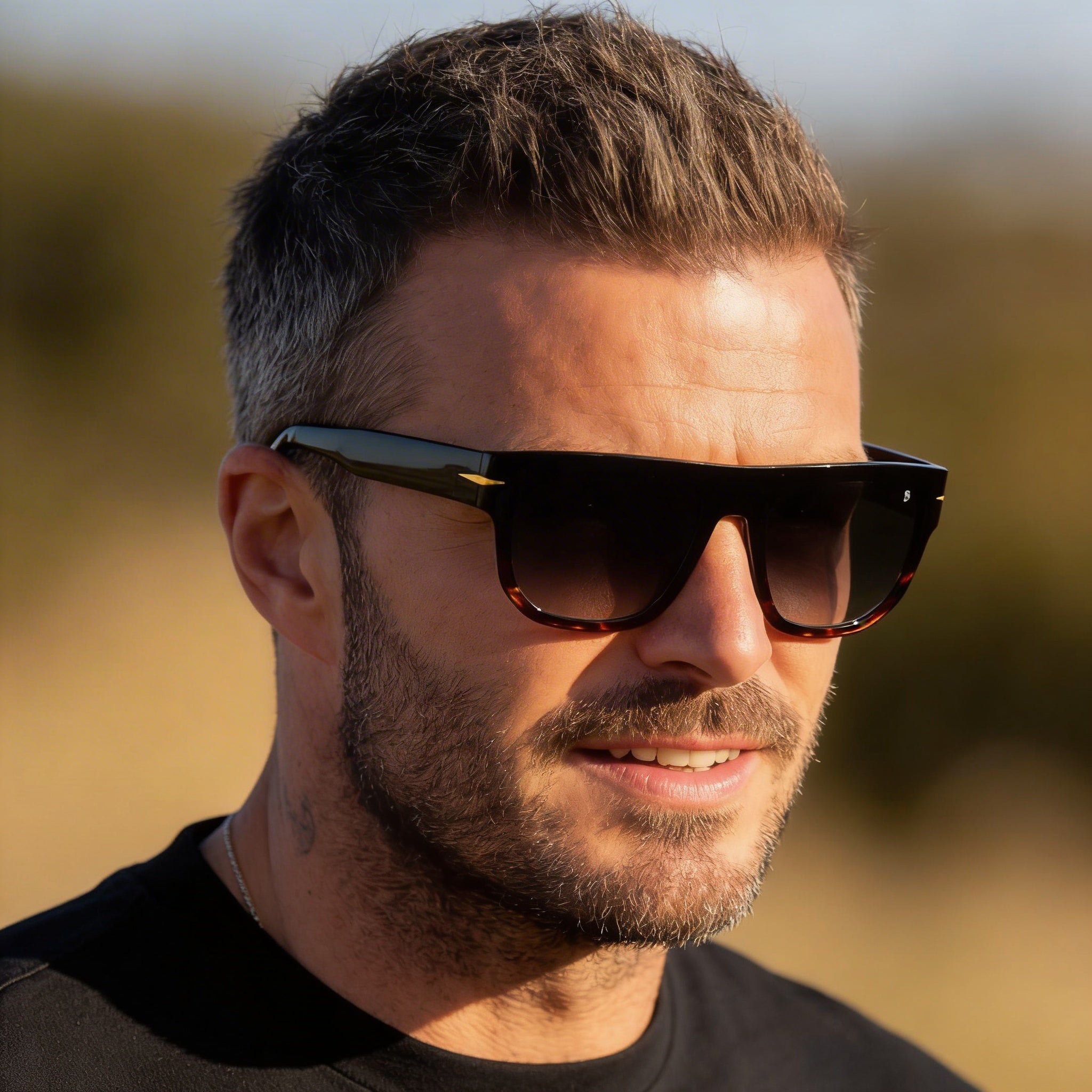 David Beckham Db 7044/S Men's Rectangular Black Grey Shaded Acetate Non-Polarized UV Protection Sunglasses 54mm, Photo 4