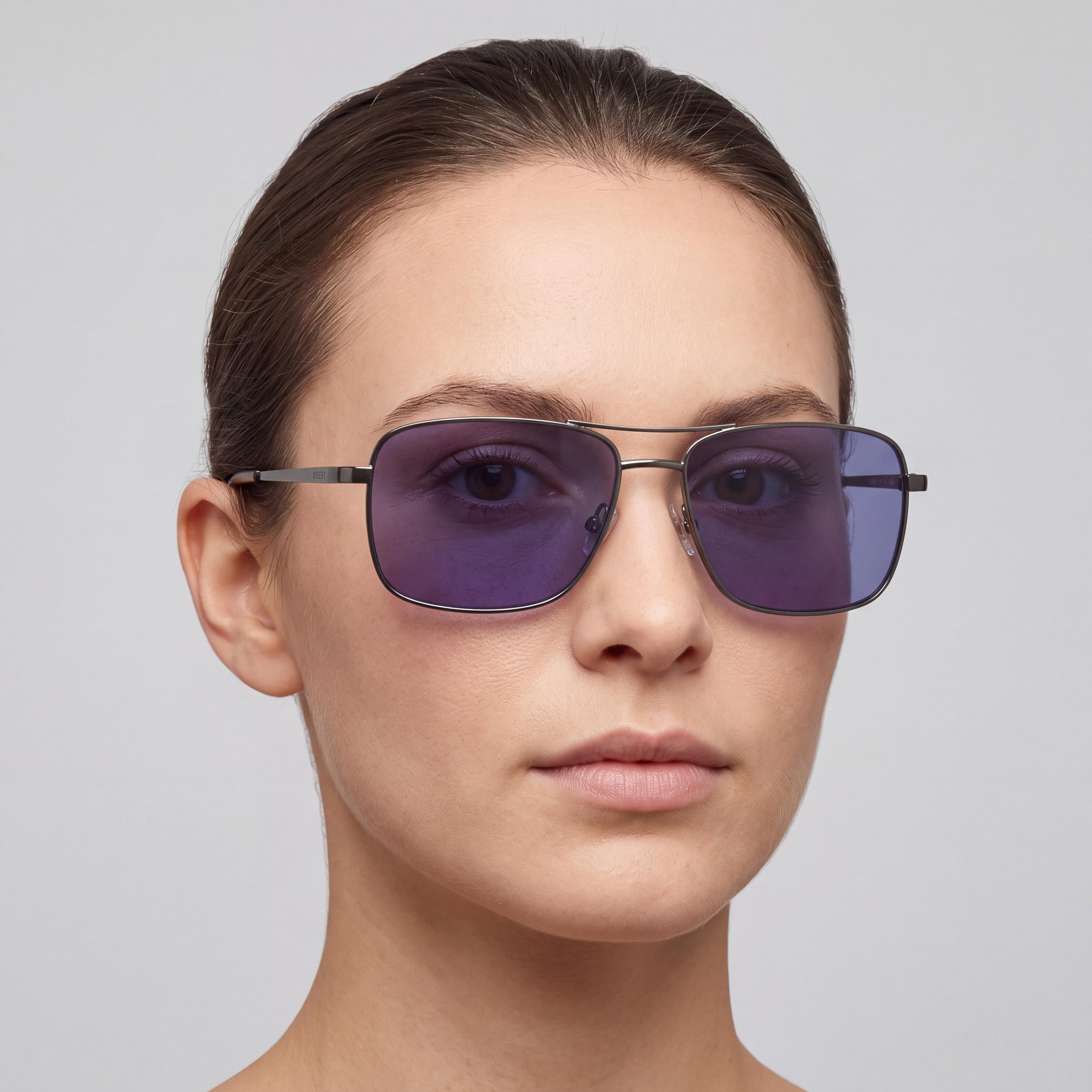 Gafas de sol Fossil Fos 3161/G/S Navigator para mujer, montura rutenio oscuro mate, lentes azules de acero inoxidable con protección UV de 59 mm, Photo 5
