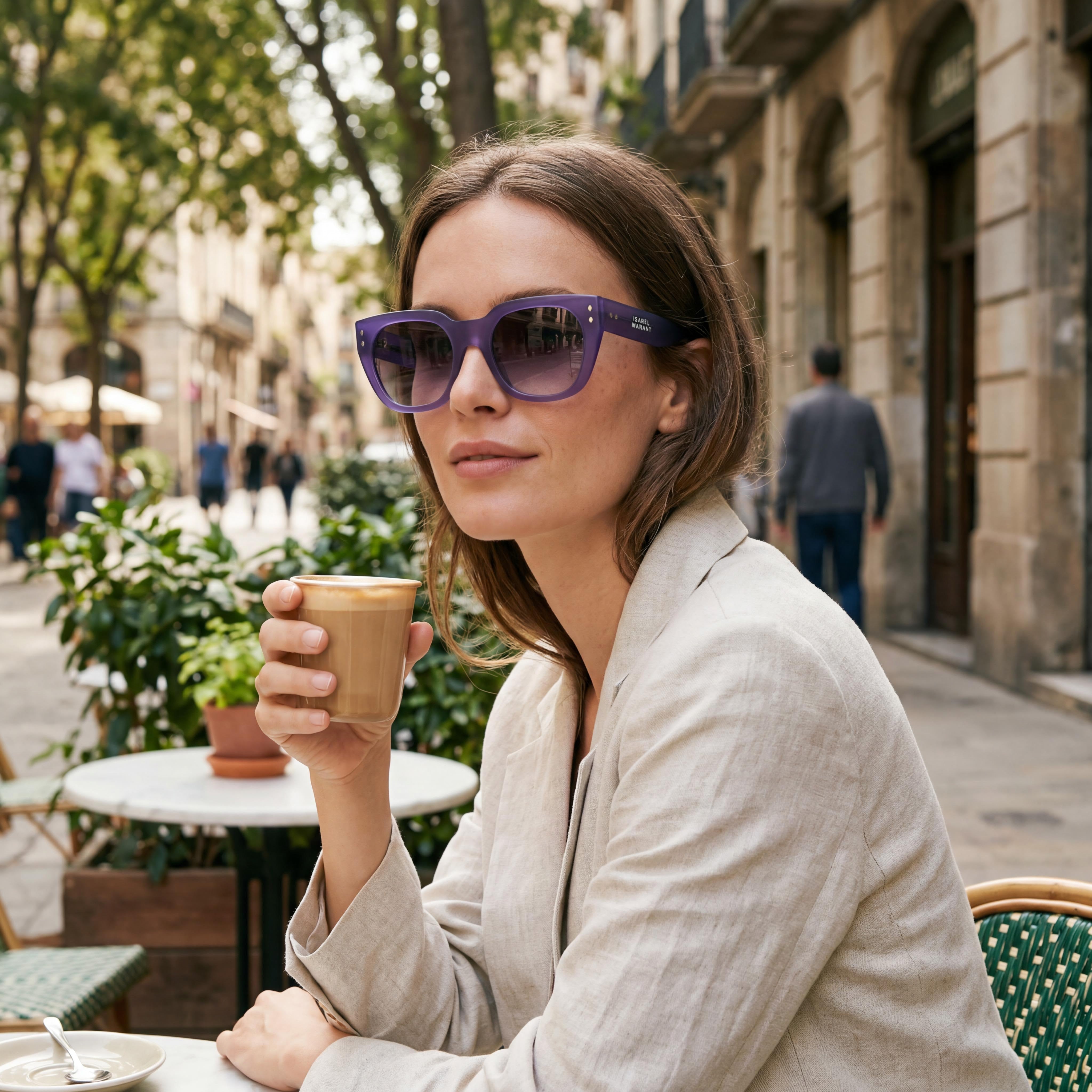 Isabel Marant Gafas de Sol de Acetato Modernas para Mujer con Montura de Acetato Gris Lila Protección UV 53-22-145mm, Photo 5
