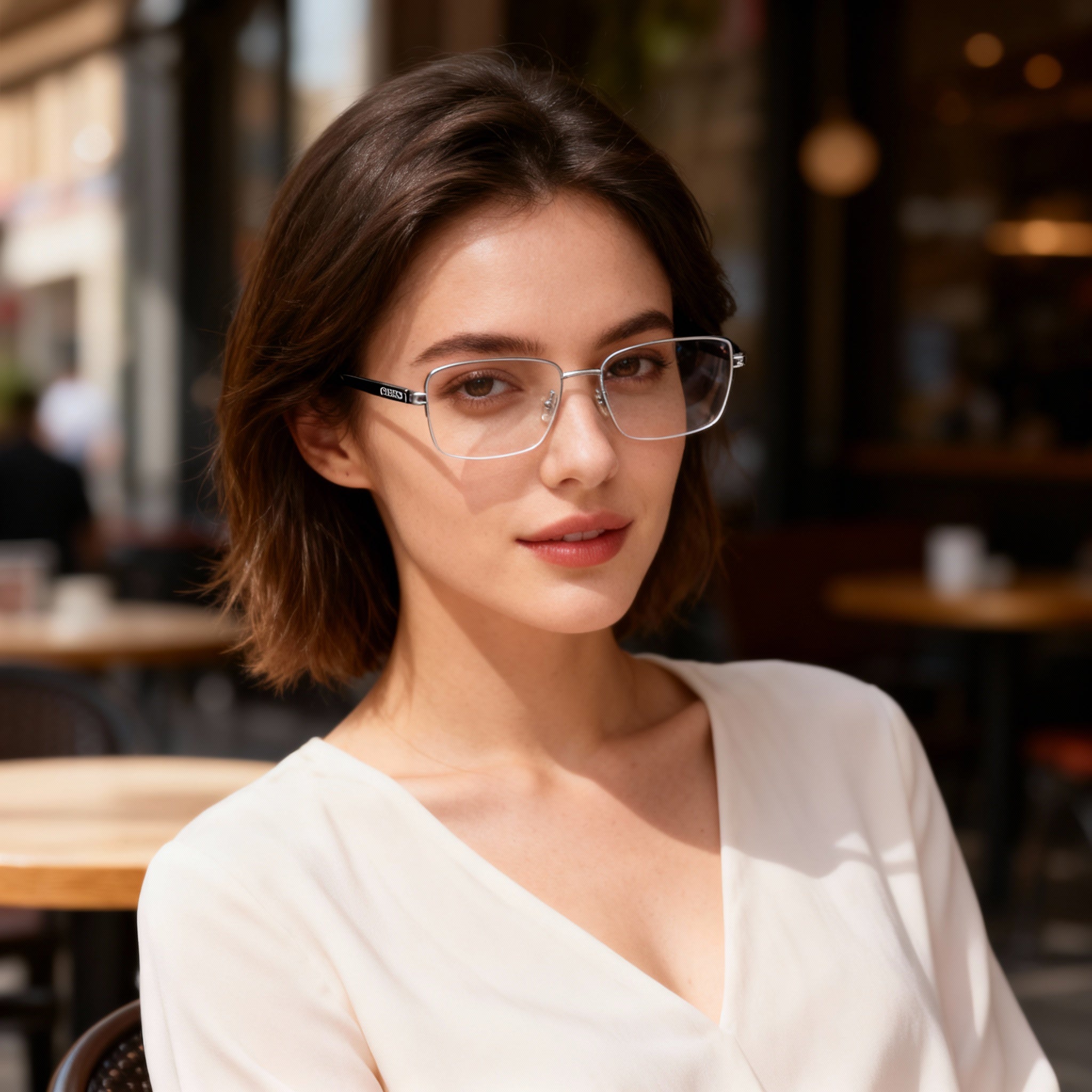 GUESS GU50044 Women's Nickel Tin Light Shiny Metal Eyeglasses 55-17-145, Photo 5