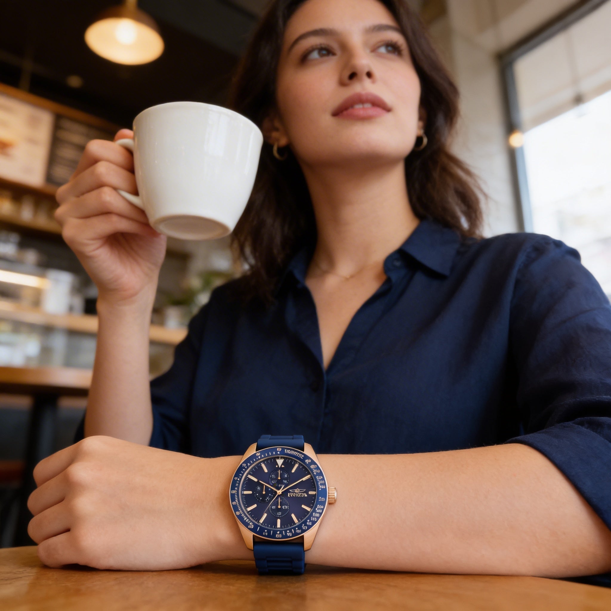 Reloj unisex Invicta 38406 Aviator de cuarzo, 45 mm, acero inoxidable, esfera azul, brilla en la oscuridad, 10 ATM, Photo 4