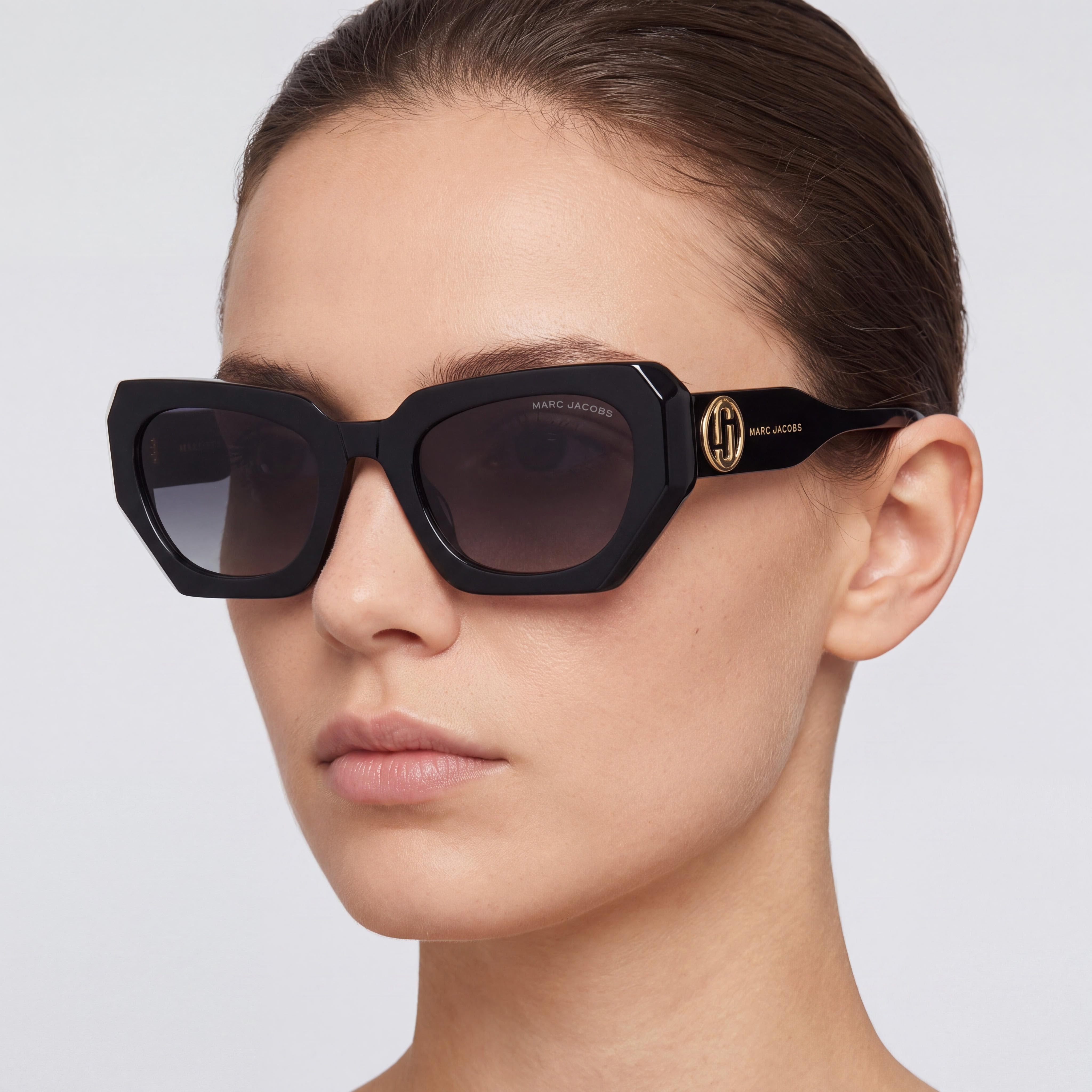 Marc Jacobs Modern Women's Polarized Acetate White Black Frame Dark Grey Shaded Lens Sunglasses 50mm, Photo 4