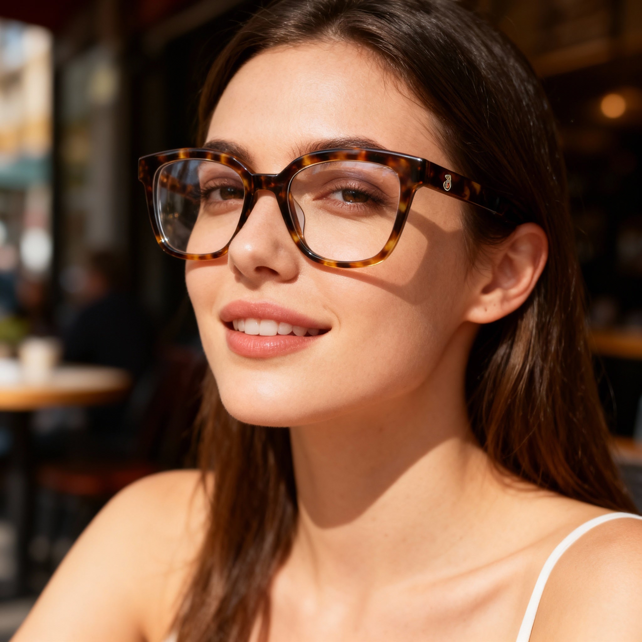 TOUS Square Women's Red Havana Cellulose Acetate Frame Non-Polarised Optical Glasses 53-18-135, Photo 4