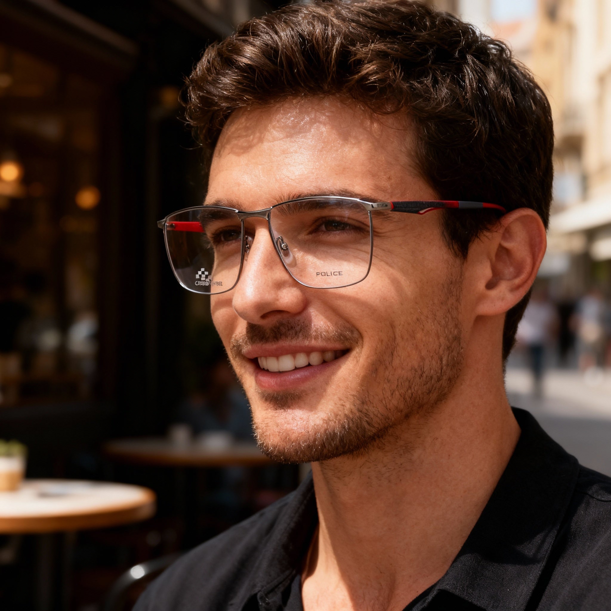 POLICE Classic Men's Metal Optical Eyeglasses with a Shiny Ruthenium Frame Finish, Size 57-15-145mm, Photo 5