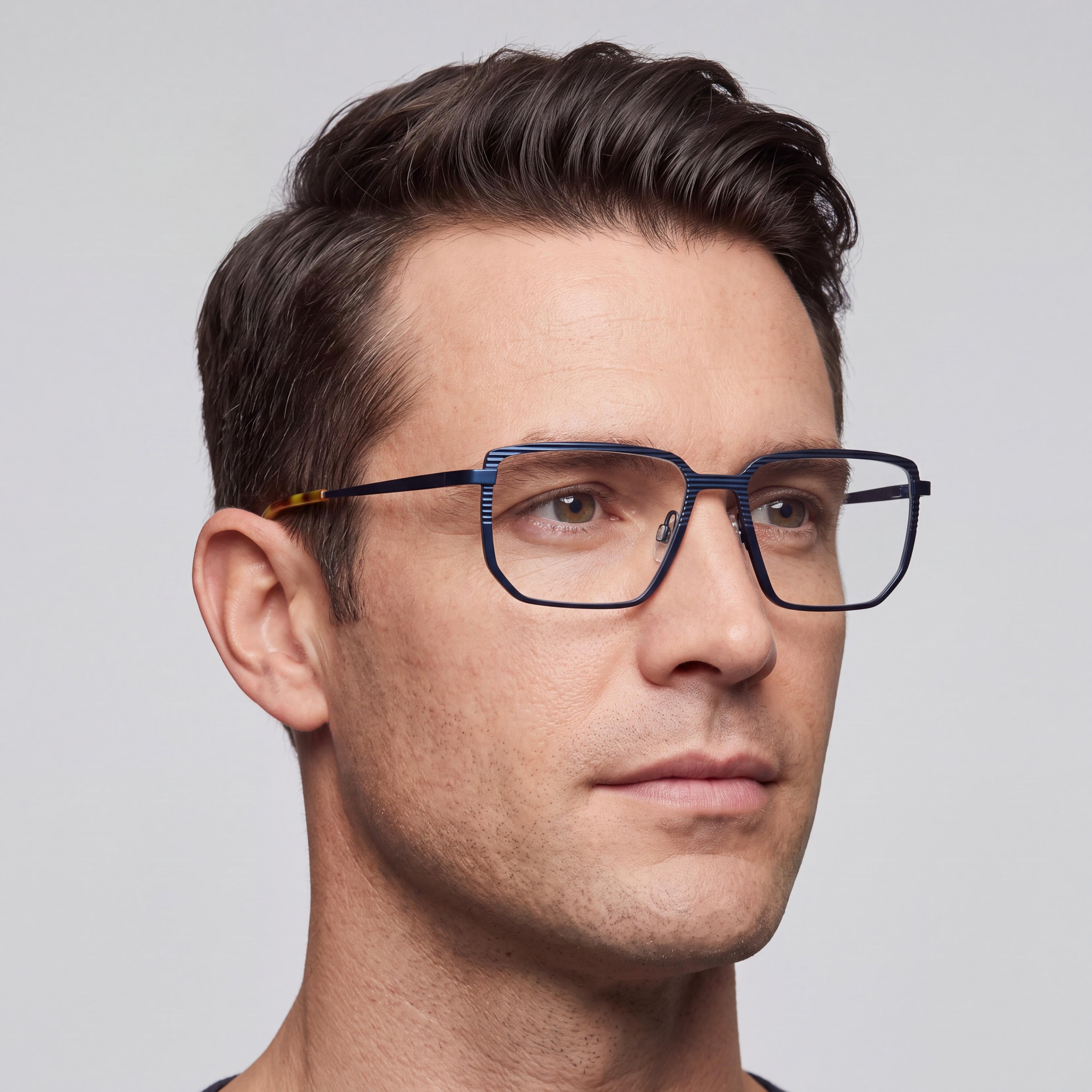 MCALLISTER Mc4531 Men's Navy Metal Frame Clear Lenses, Lens 55mm Bridge 17mm Temple 145mm, Photo 3