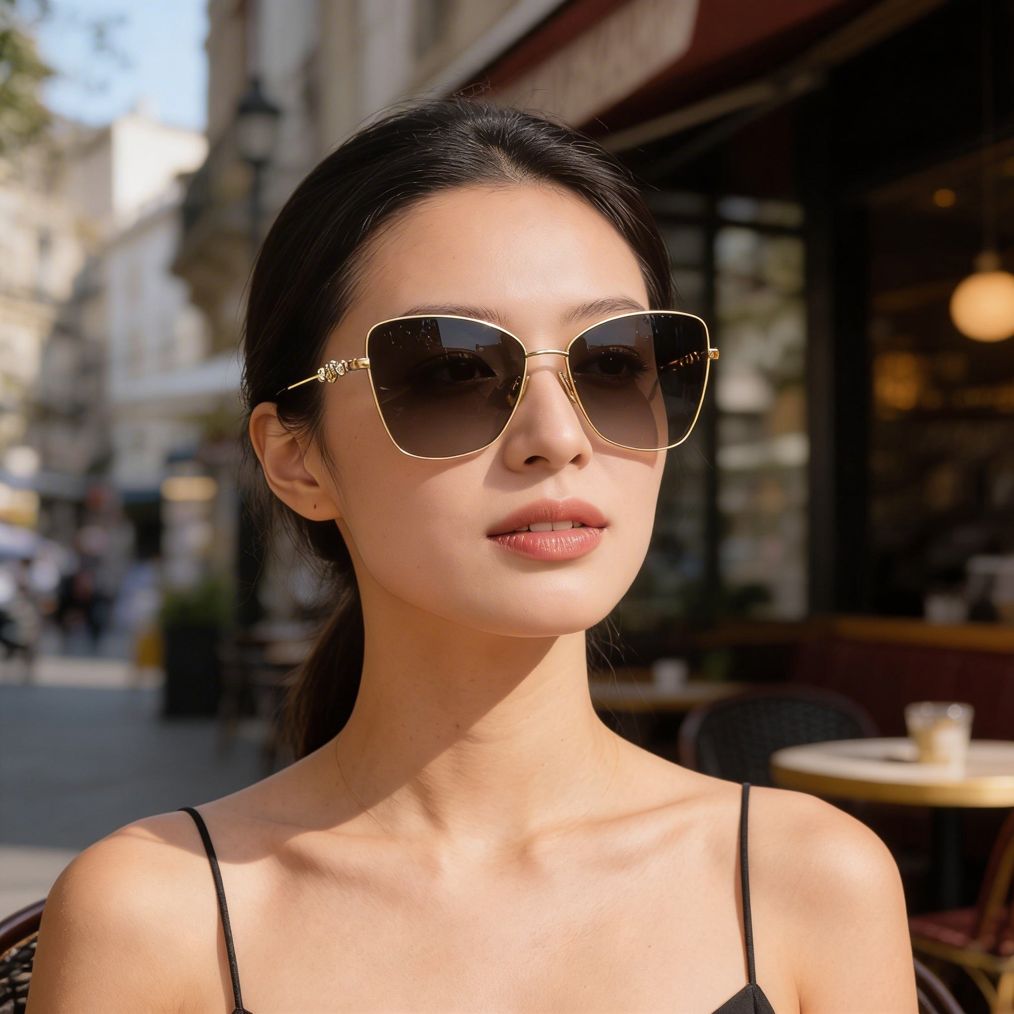 Gafas de sol clásicas JIMMY CHOO de acetato en oro rosa para mujer con lentes en oro rosa, protección UV, 7-1-4, Photo 6