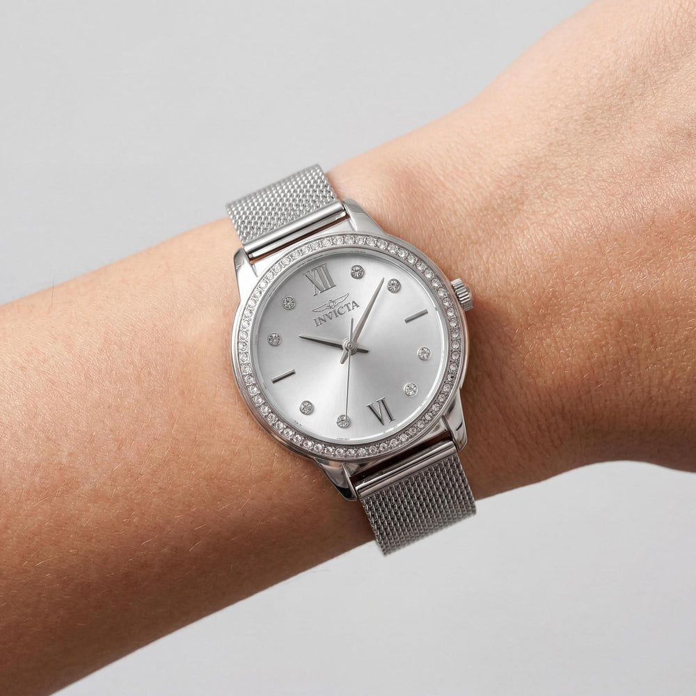Reloj Invicta Classic para mujer, caja de acero inoxidable de 30 mm y esfera de oro rosa.