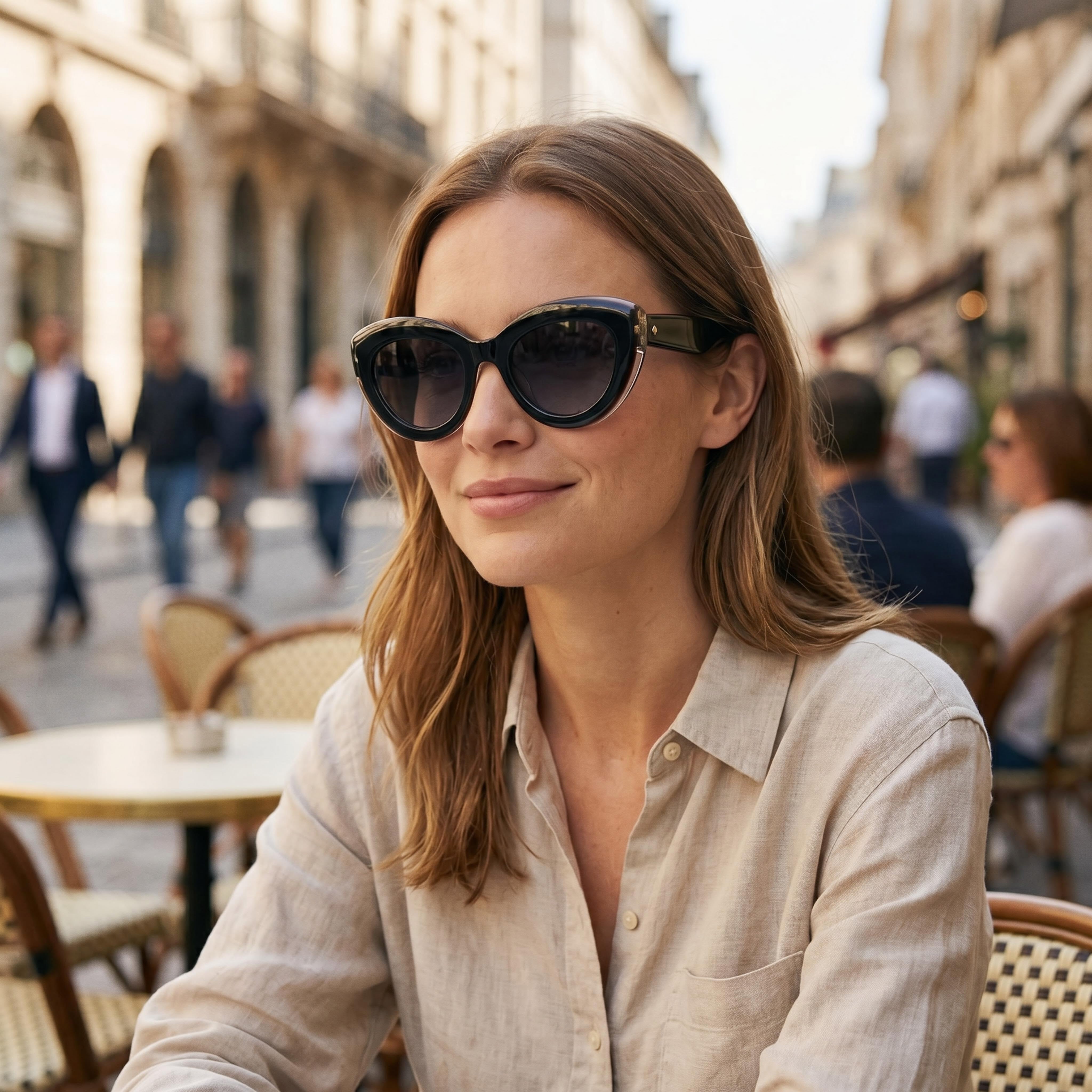 Gafas de sol de mujer kate spade new york casuales, montura de acetato negra y rosa, lentes grises oscuras degradadas no polarizadas de 55mm, Photo 4