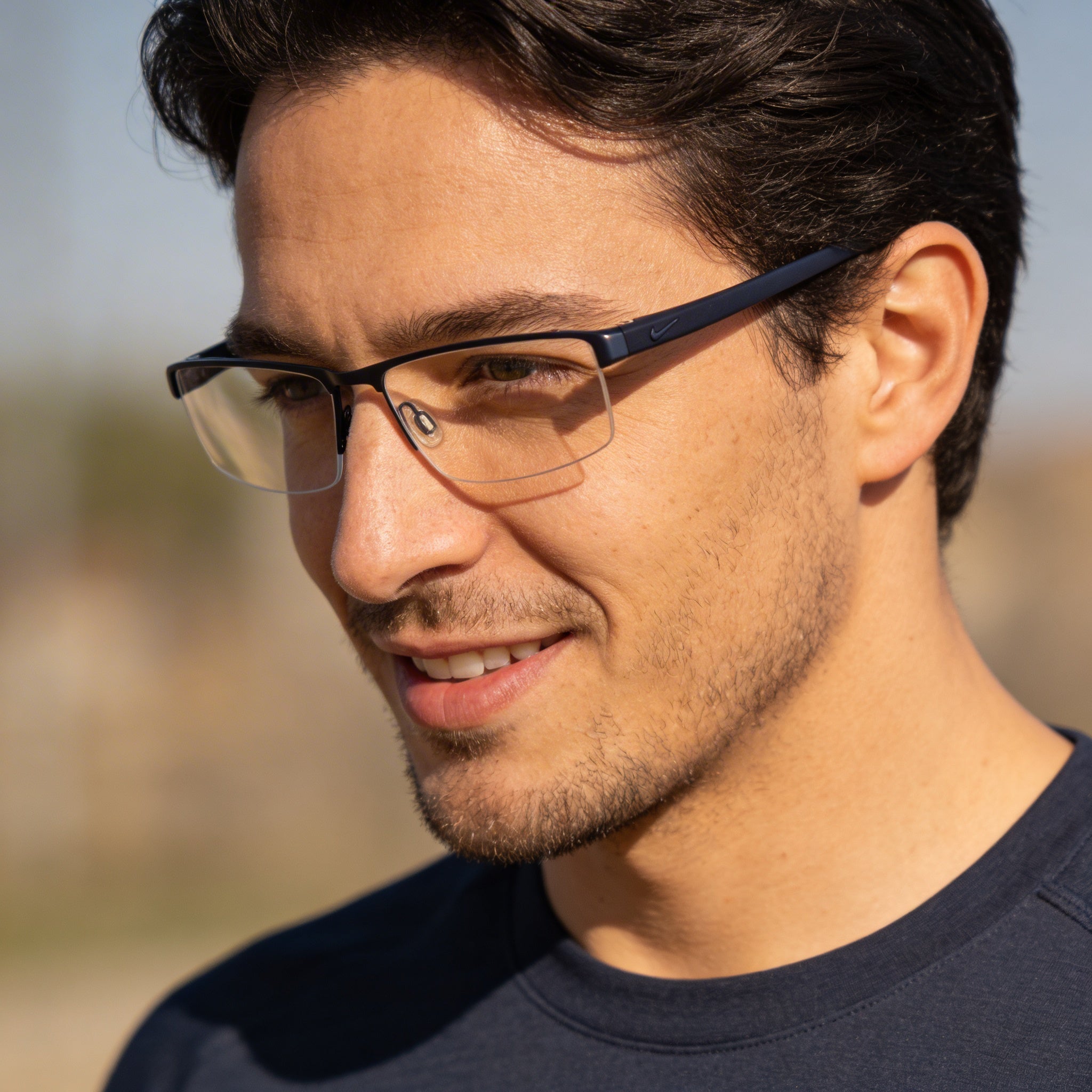 Nike Casual Men's Ophthalmic Eyewear, Satin Blue Fade Frame, Transparent Plastic Lens, 55mm, Photo 4