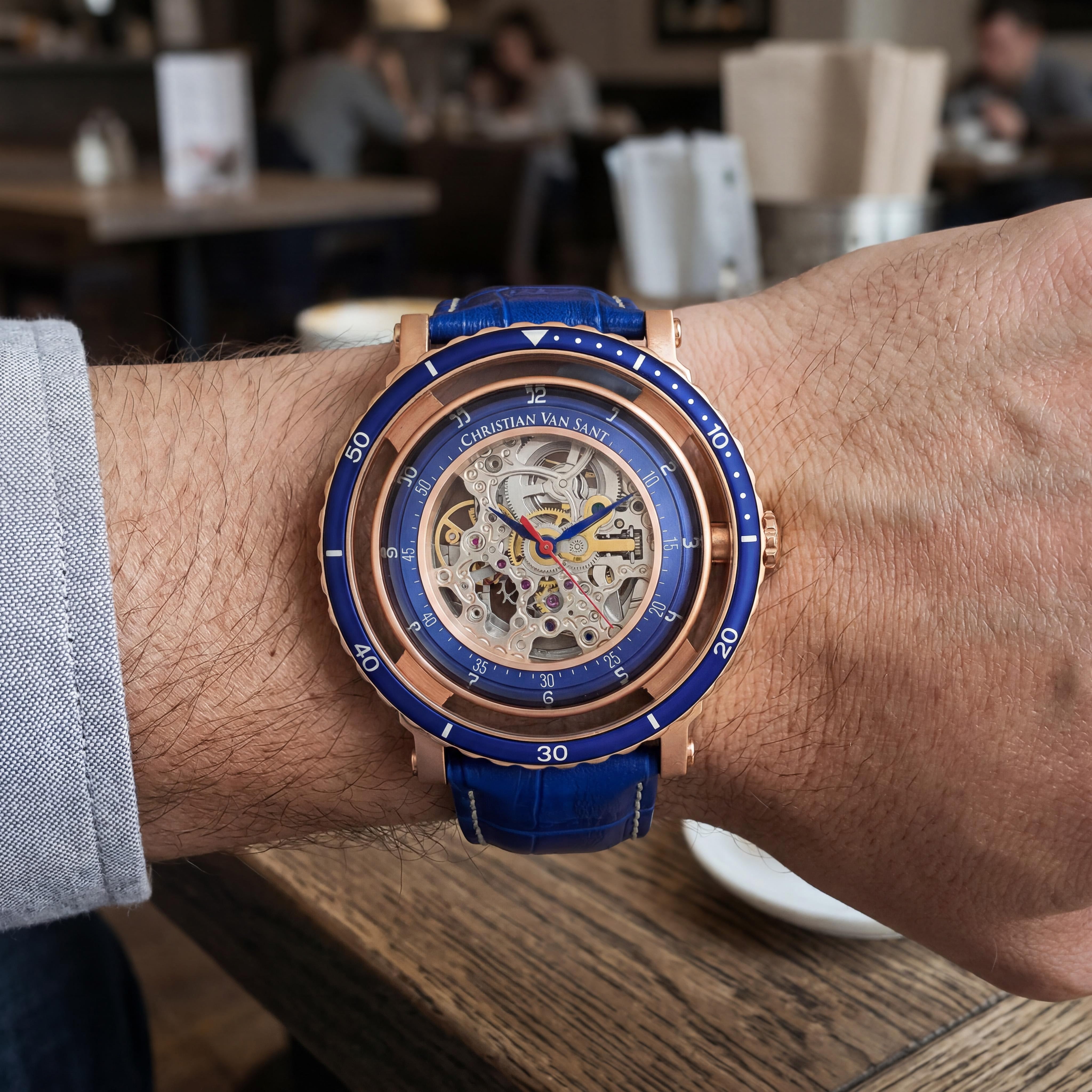 Christian Van Sant CV0742 Casual Men's Silver Skeleton Dial Automatic Stainless Steel Case Leather Strap Watch 45mm, Photo 4