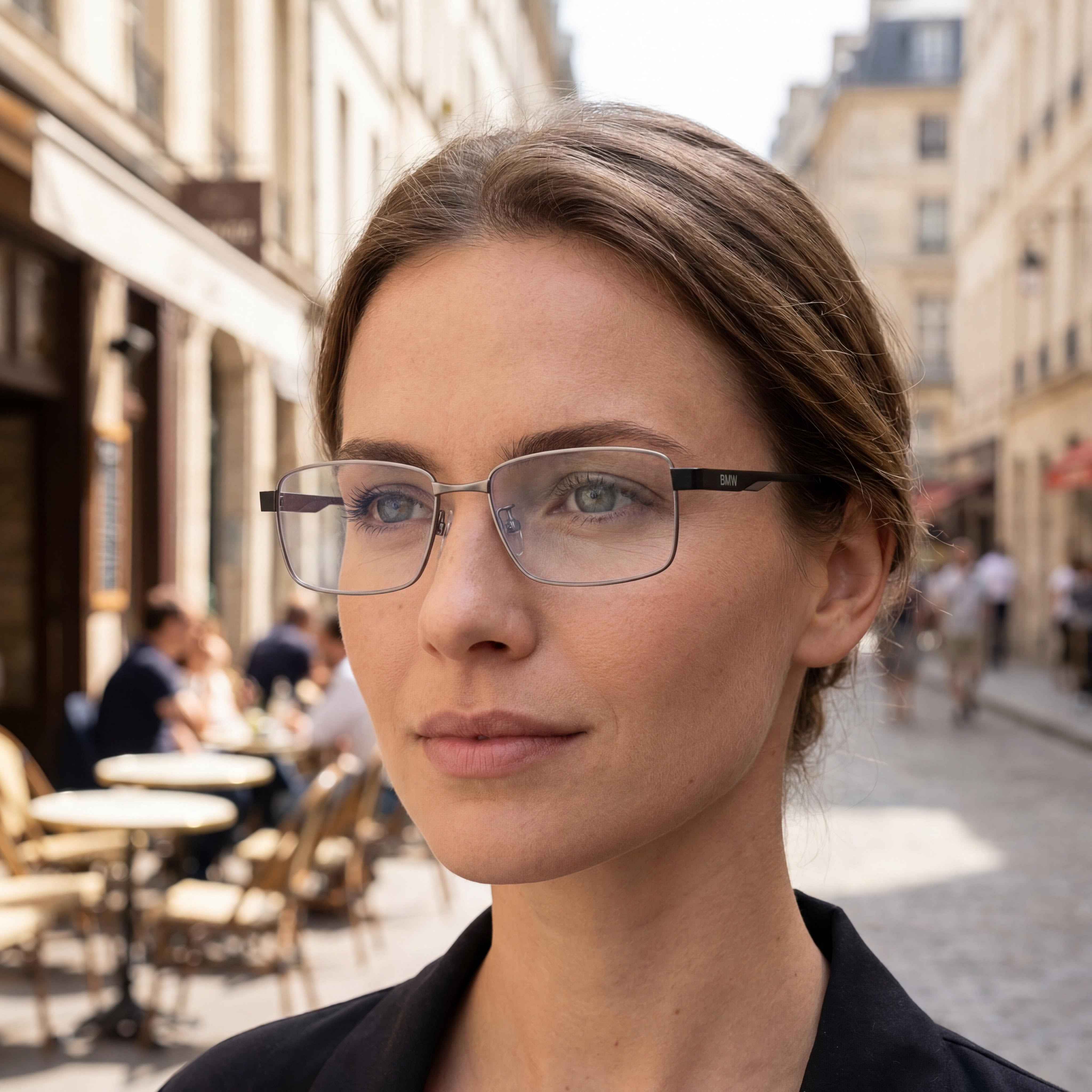 BMW Rectangular Women's Metal Frame Matte Light Ruthenium Eyeglasses with Composite Lens 150-17-35mm, Photo 5