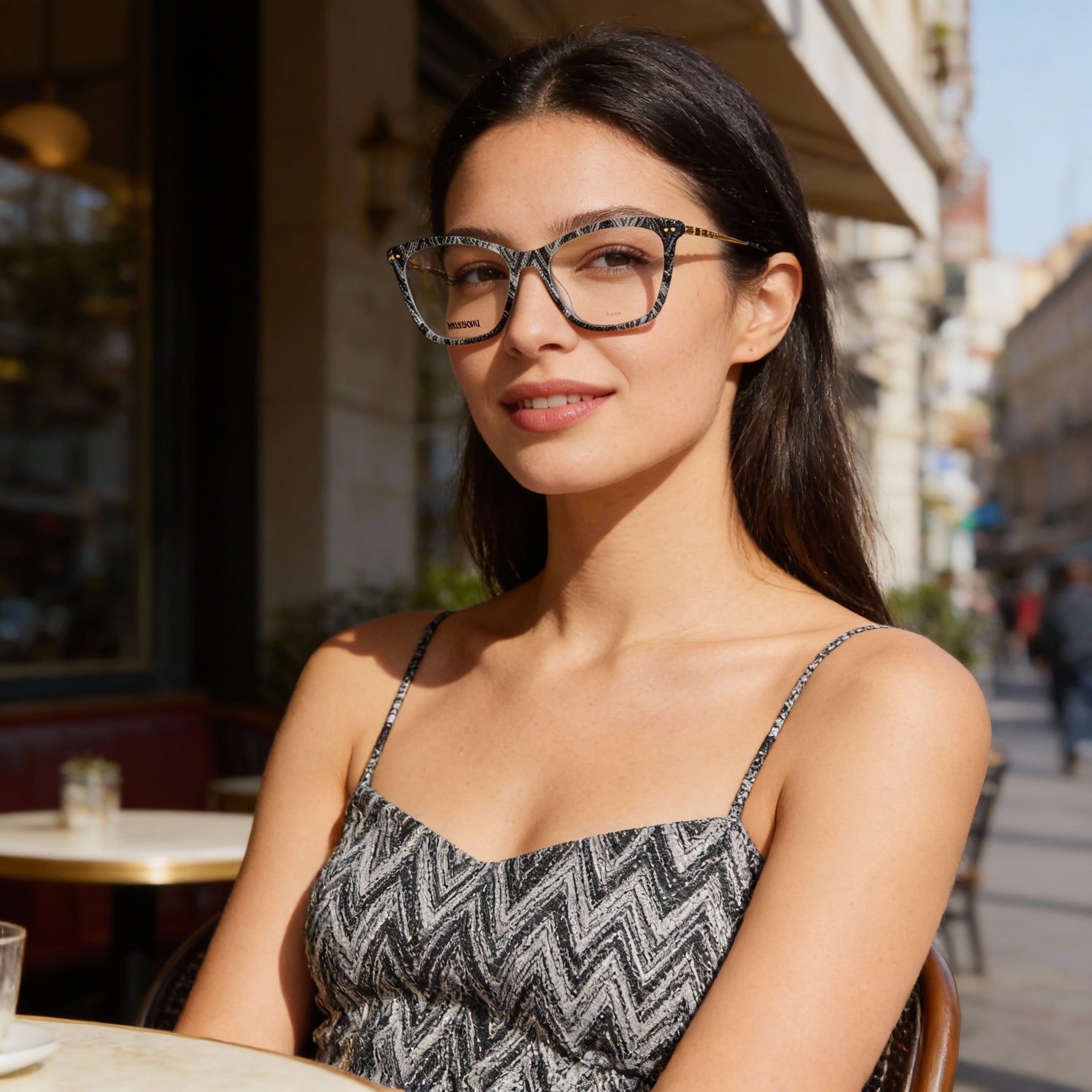 Missoni Modern Women's Acetate Frame Eyewear, White/Black Pattern Frame and Lens, 53mm Lens Width, Photo 5