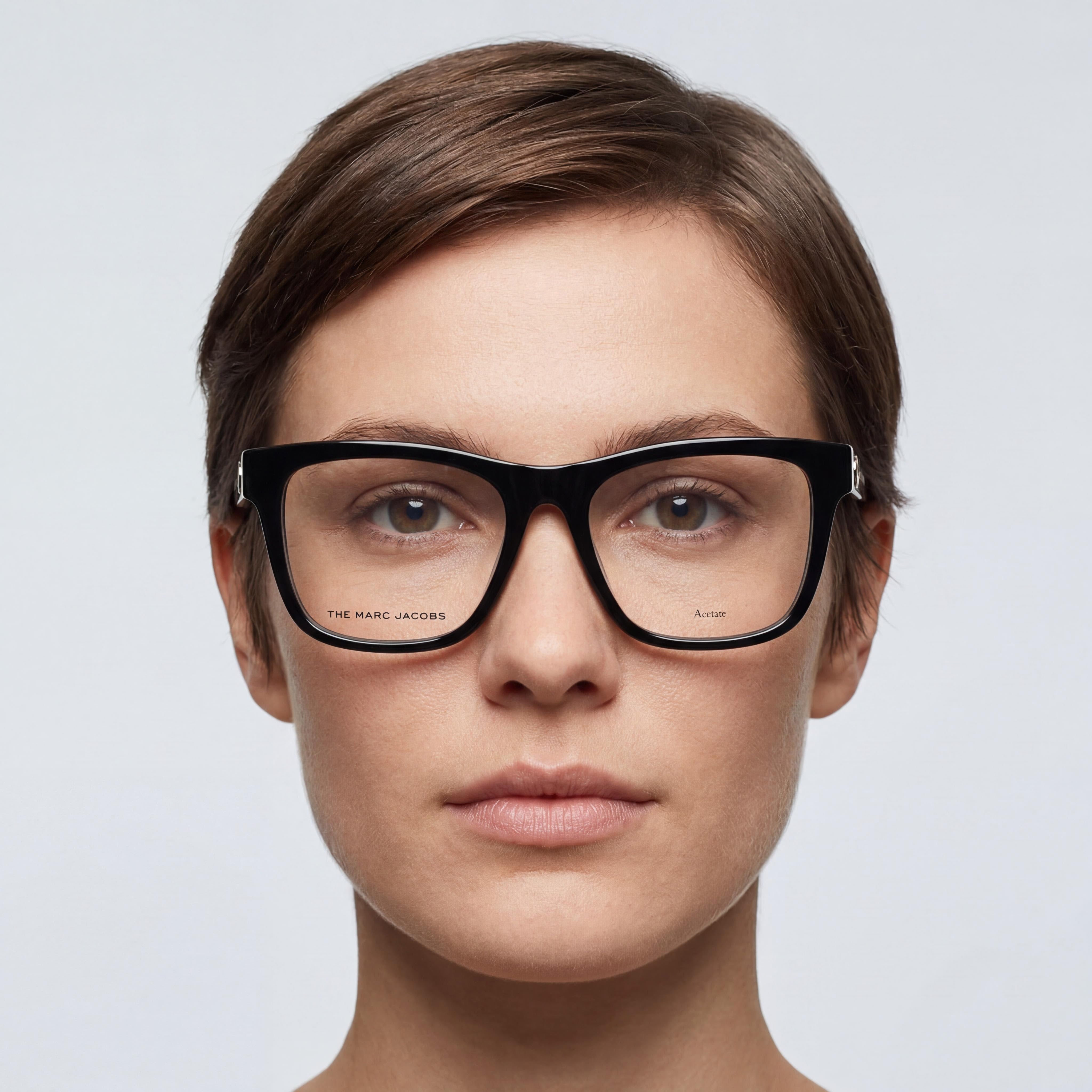 Marc Jacobs Modern Unisex Eyewear featuring a Black Acetate Frame and Black Polycarbonate Lenses, sized 52mm, Photo 4