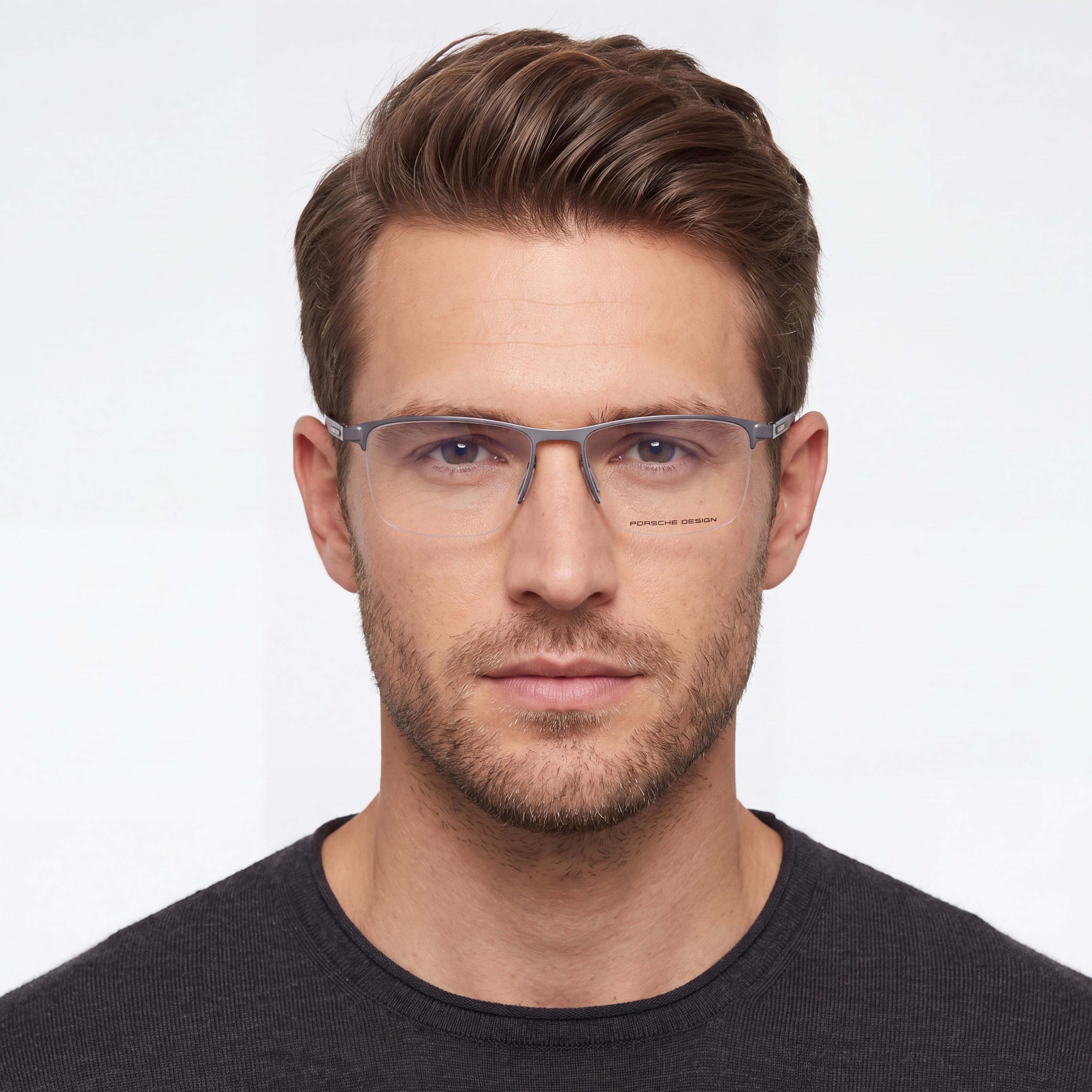 Gafas casuales de metal Porsche Design P8371 para hombre en color gris con lentes de policarbonato transparentes de 54 mm de ancho de lente, Photo 3