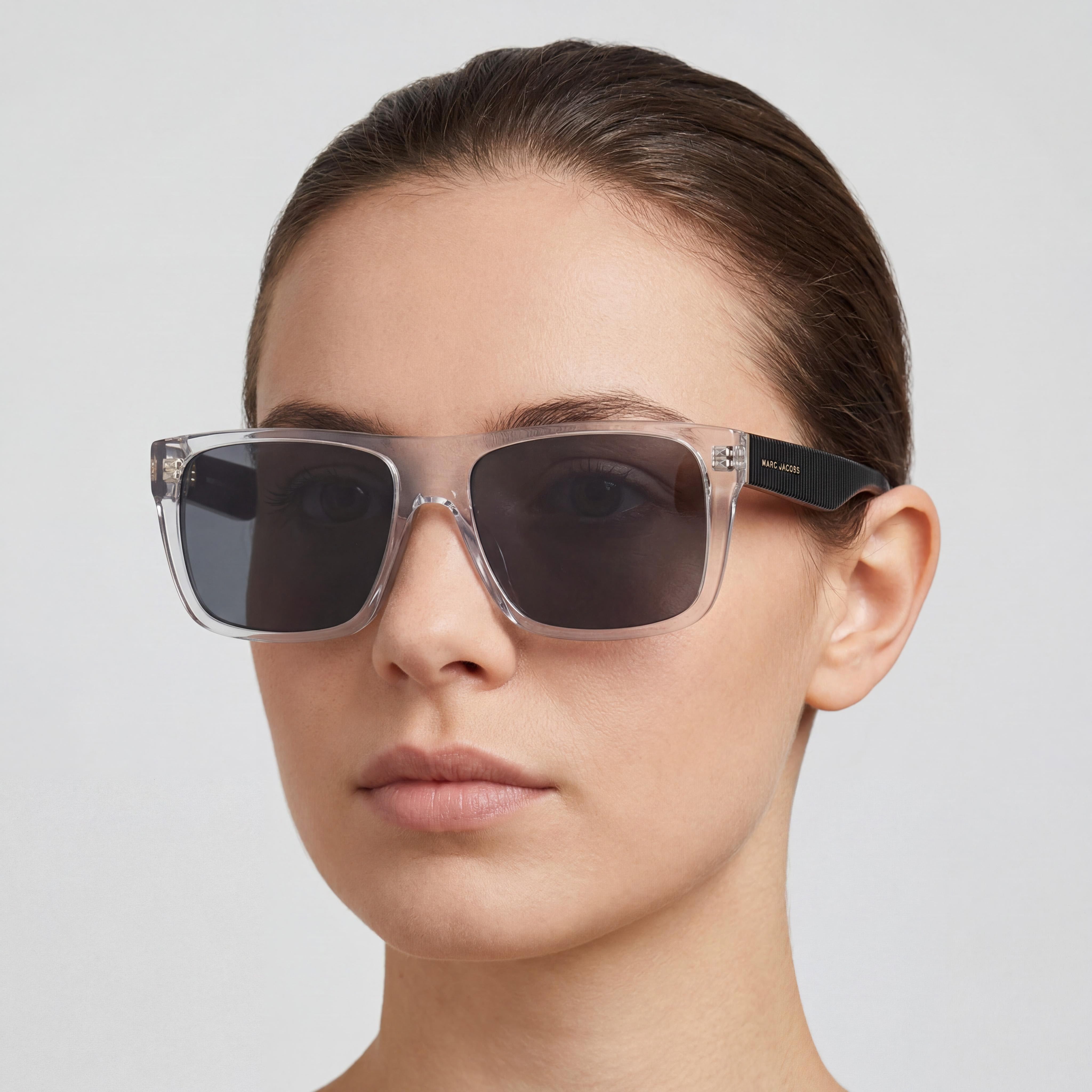 Marc Jacobs Classic Women's Transparent Black/Grey Acetate UV Protection Sunglasses with Crystal Black Lenses 57mm, Photo 4
