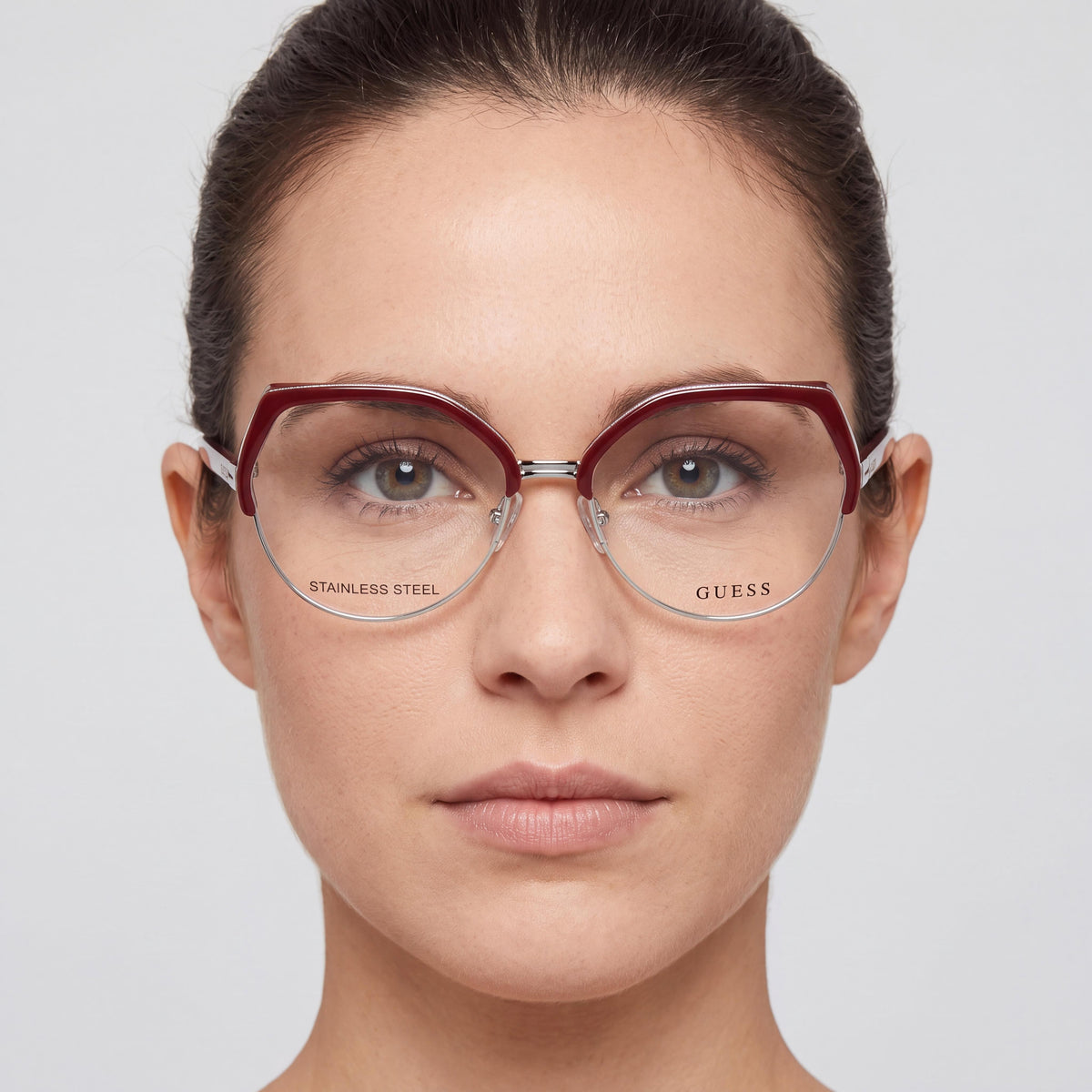 GUESS GU2947 Gafas de mujer casuales de plástico brillante burdeos de 54 mm, Photo 4