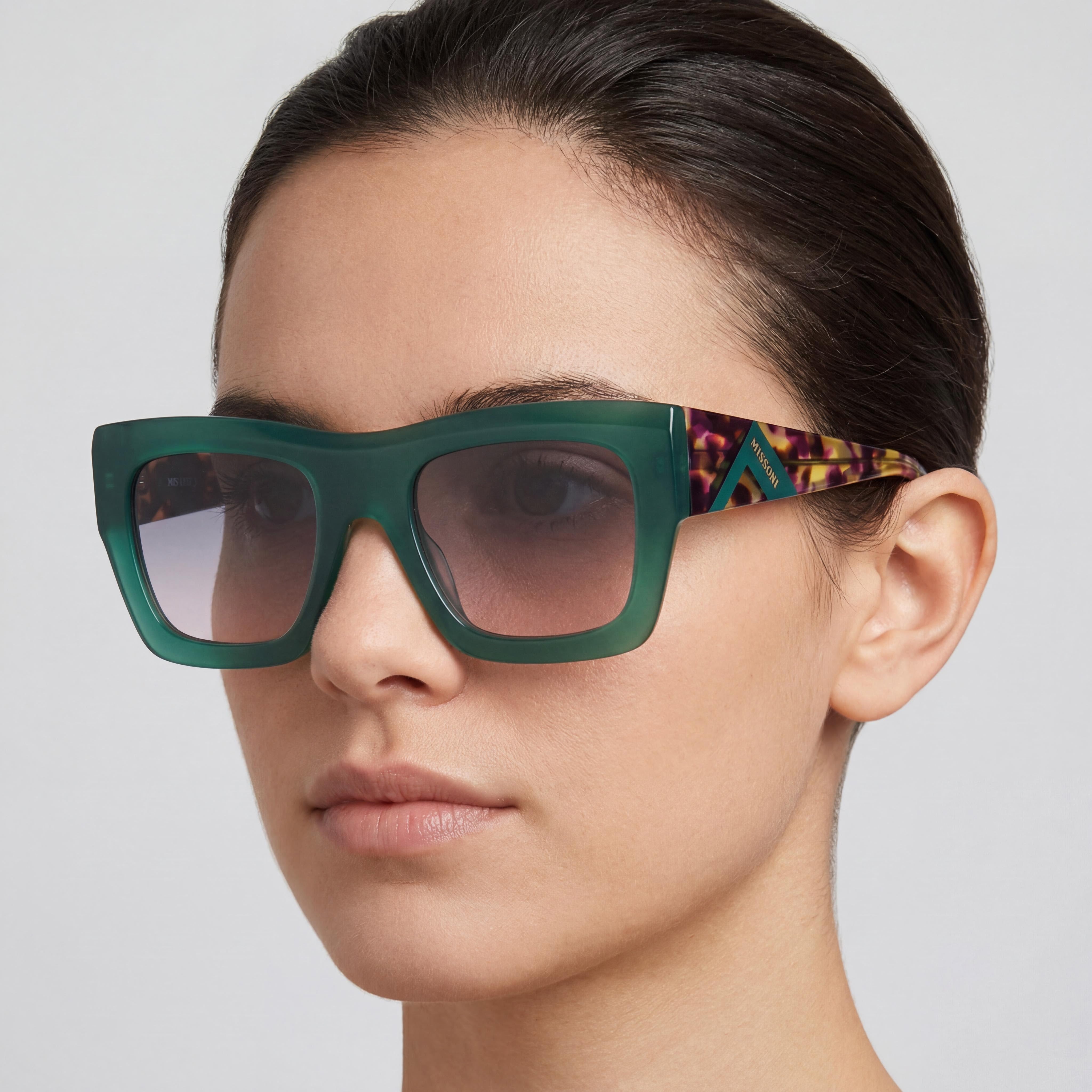 M Missoni Modern Women's Full Rim Flat Top Green Havana Acetate UV Protected Sunglasses 52-22-140, Photo 5