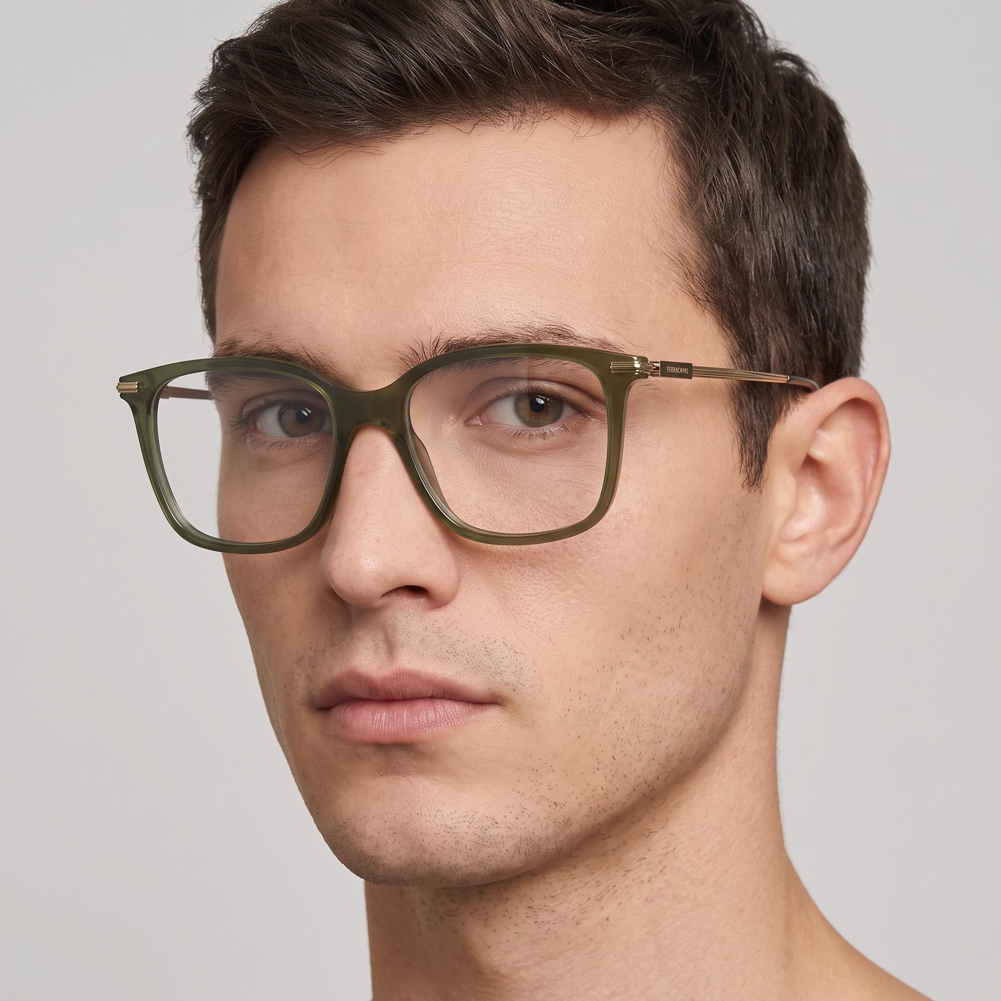 Salvatore Ferragamo Sf2992 Men's Acetate Eyeglass Frame Transparent Khaki 53mm, Photo 4