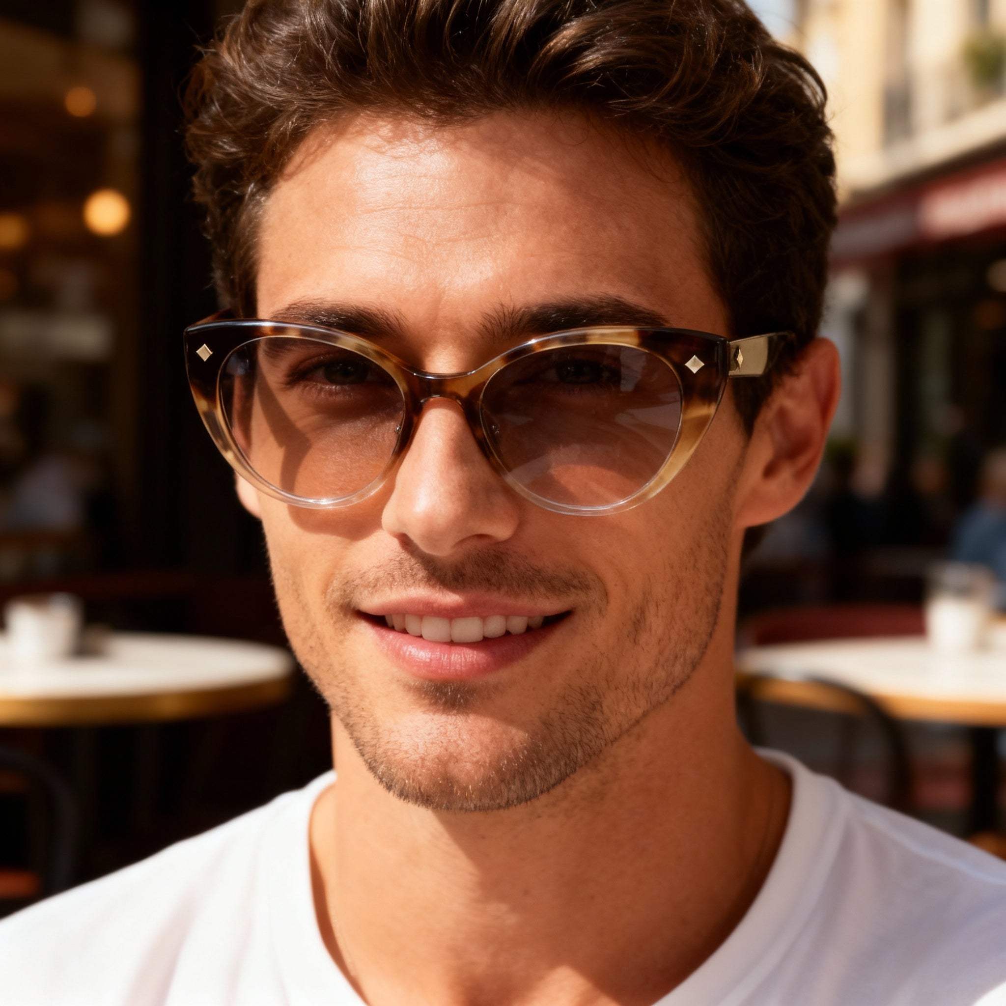 Police VPLM02 Men's Modern Acetate Optical Frames with Non-Polarized Lenses, Havana Color, 52mm, Photo 6