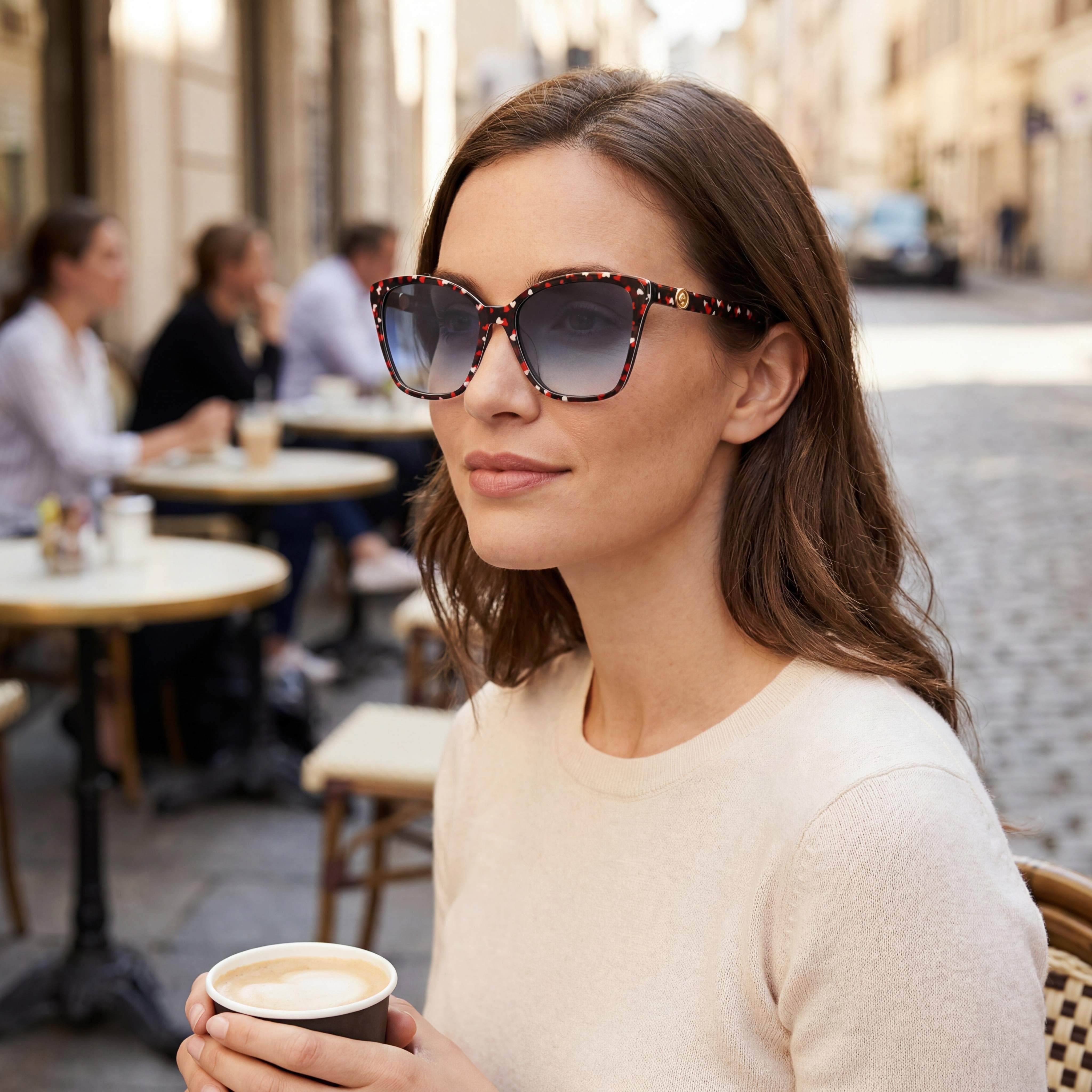 kate spade new york Amiyah/G/S Women's Plastic Cat Eye Sunglasses, Multicolor Gold-logo, Dark Grey Shaded UV Lenses, 56mm, Photo 4