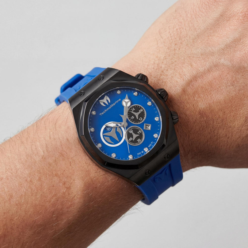 Technomarine Reef TM-523001 Unisex Quartz Movement Stop Watch Stainless Steel Case Silicone Strap 45mm