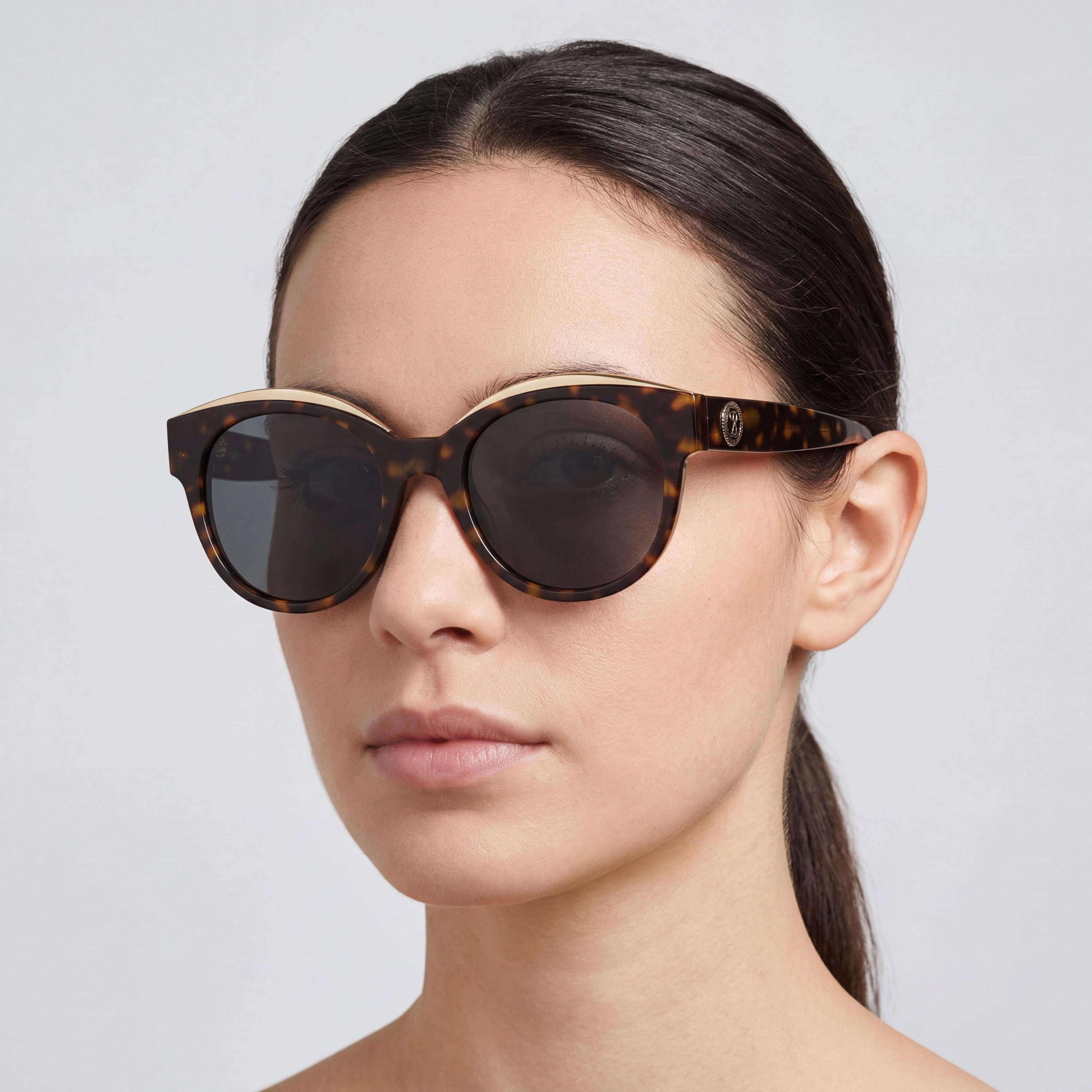 Moschino Mos 33/S Women's Metal Dark Havana Frame Gray Blue Non-Polarized UV Protection Sunglasses 52mm, Photo 4