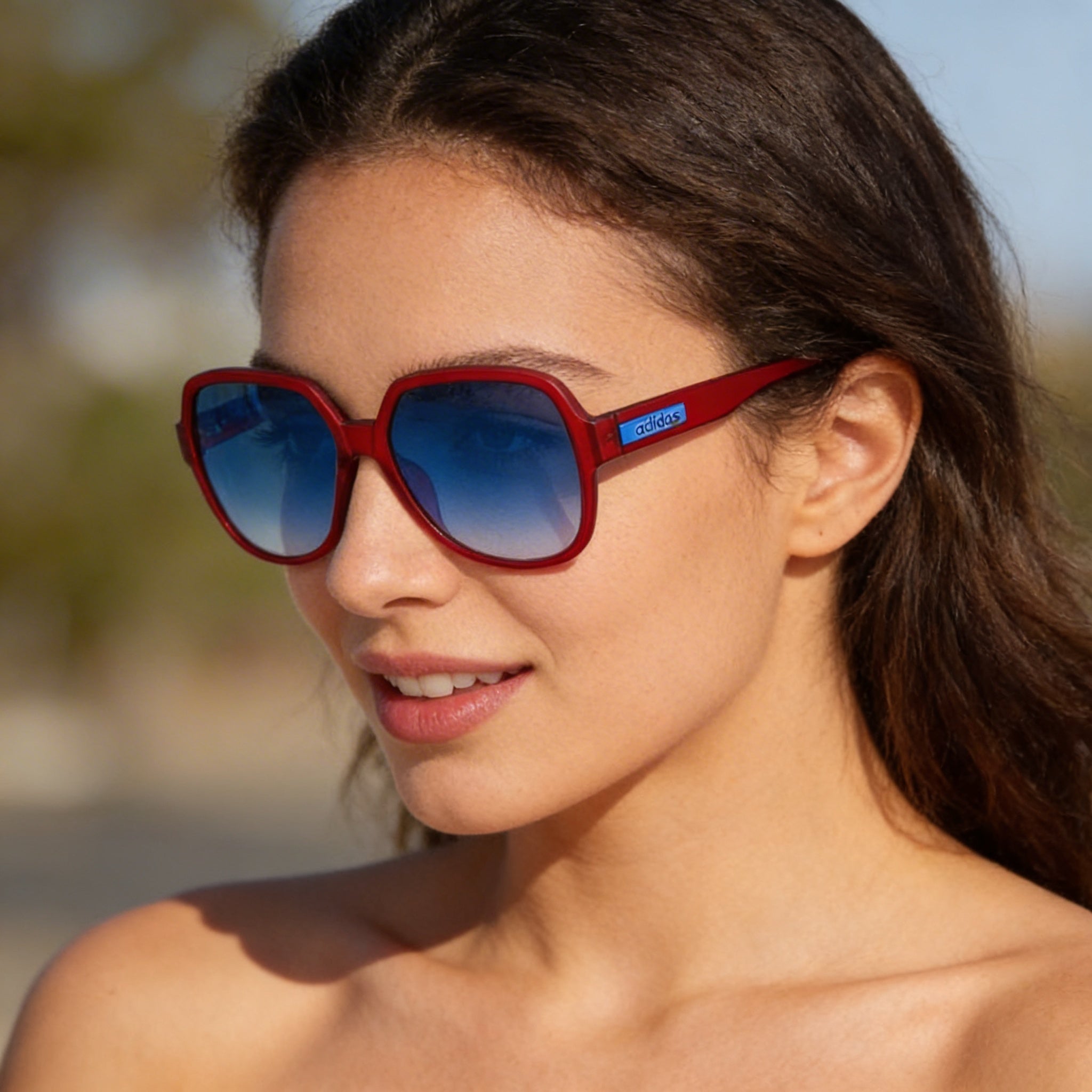 Adidas Originals Contemporaneo Gafas de Sol para Mujer, Acetato Rojo Transparente, Degradado Azul, Protección UV, Sin Polarizar, 57mm, Photo 6