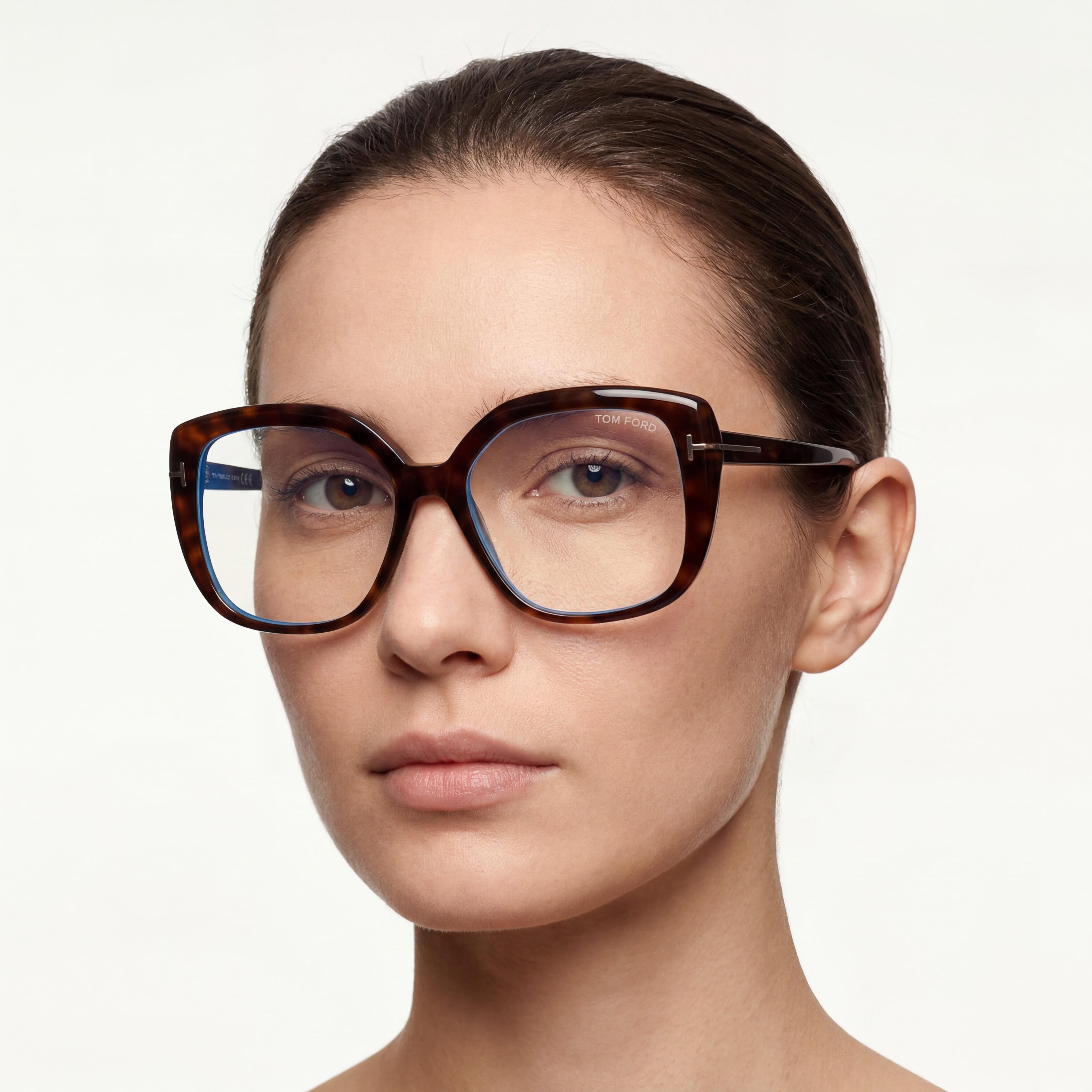 Tom Ford Classic Unisex Blue Filter Plastic Dark Havana Frame with Black Lenses, 53mm Lens, 16mm Bridge, 140mm Temple, Photo 4